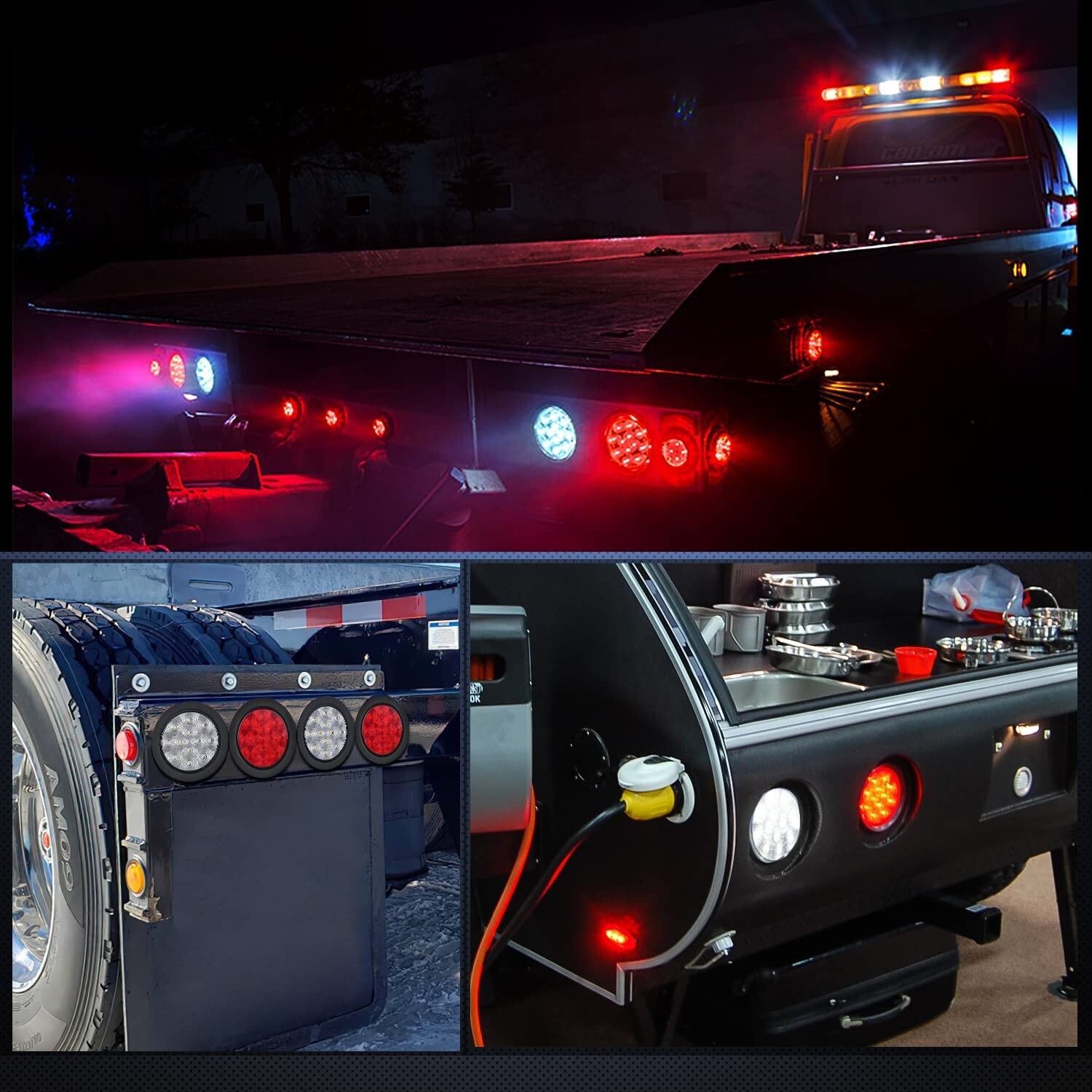 Nilight 4PCS 4” 12LED Round Reverse Brake Turn Tail Lights 2 Years Warranty