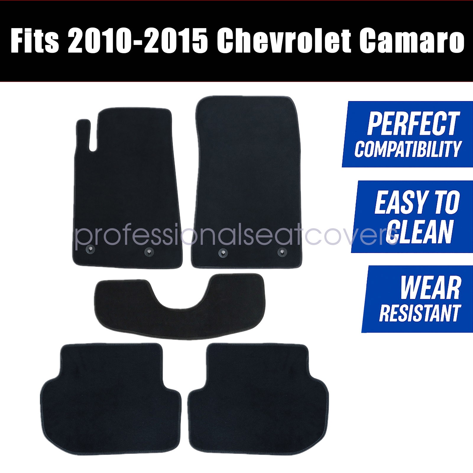 5PCS For 2010-2015 Chevrolet Camaro LT SS ZL1 Front & Rear Floor Mats Carpet