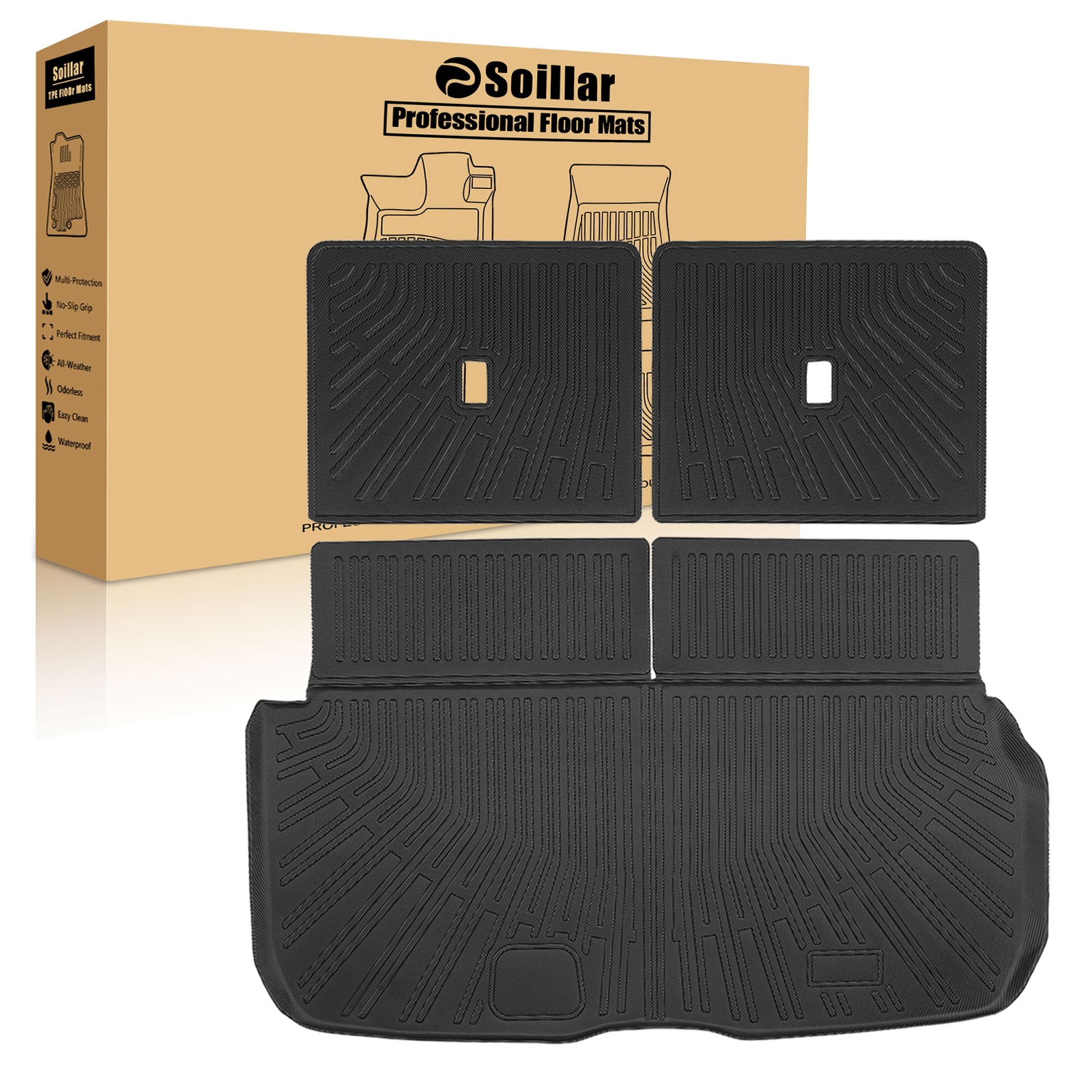 For 2020-2026 MERCEDES-BENZ GLS X167 TPE Backrest Mats & Trunk Cargo Liners 3X