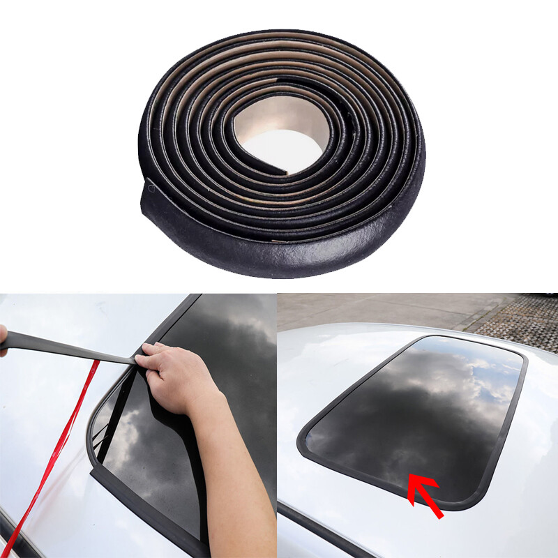 Black Car Sunroof Glass Seal Weatherstrip Edge Striping Trim Rubber 5M/16FT