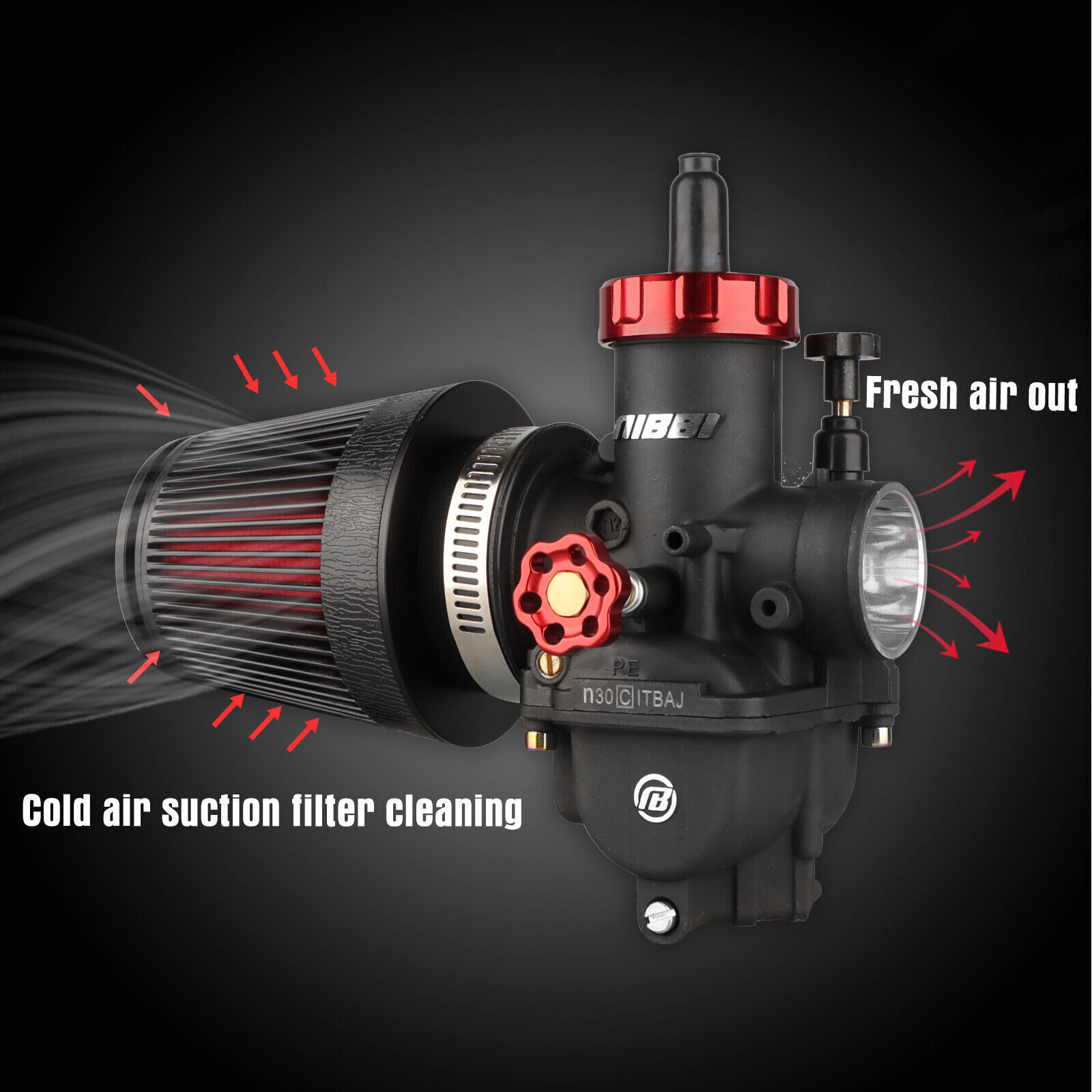 NIBBI 55mm PWK30 PWK32 PWK34 Carburetor Tapered Air Filter Pod Cleaner Pit Bike