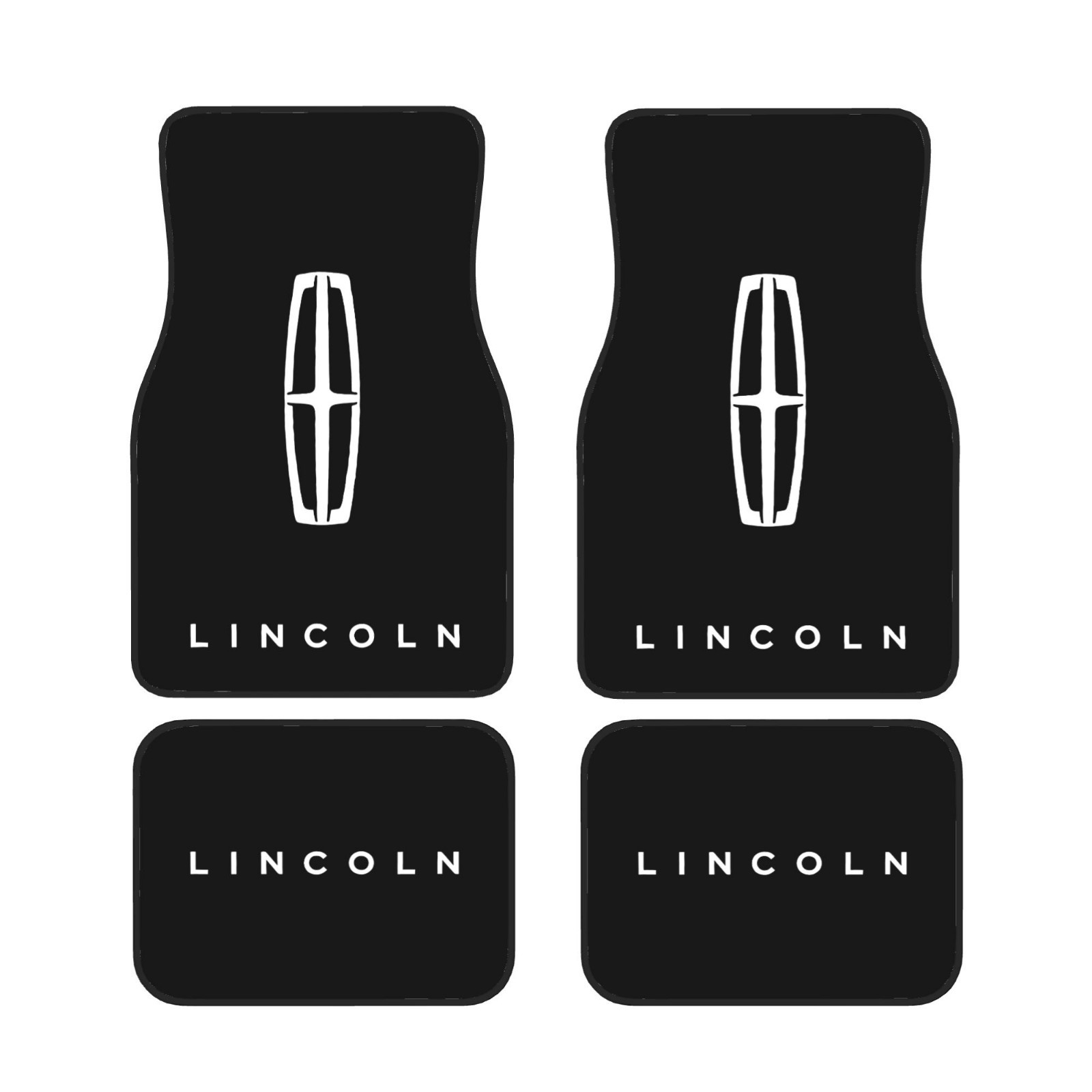 4 Piece Lincoln Car Front & Rear Floor Mat Set Non-Slip Carpet Mats
