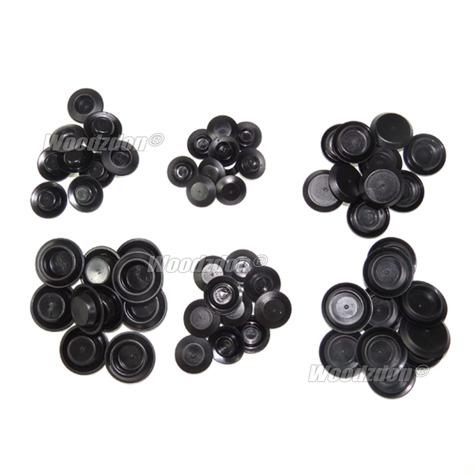 60pc Flush Mount Black Hole Plug Assortment Auto Body Sheet Metal 3/4″to 1-5/32″