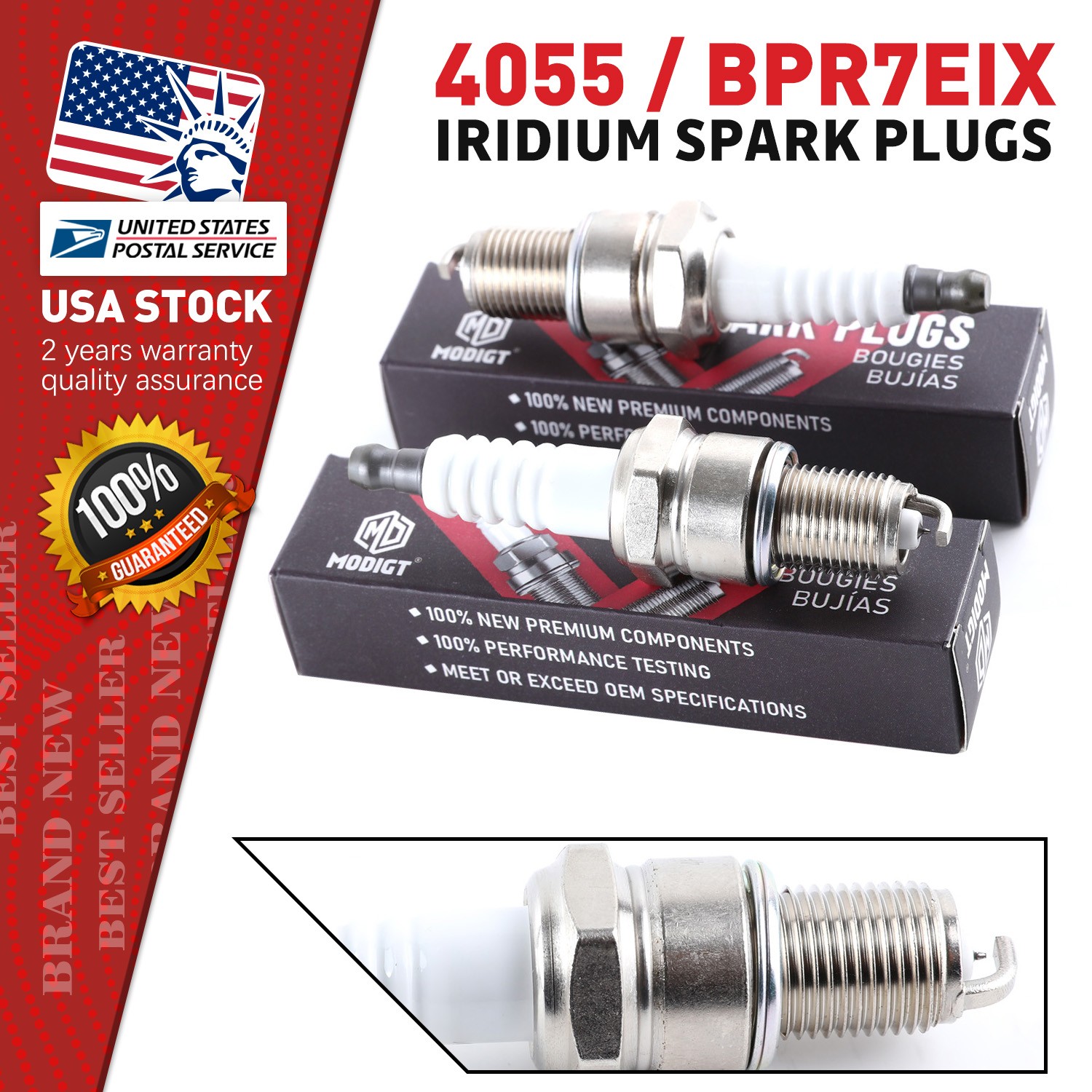 2 Pack OEM Quality Spark Plugs For NGK Iridium IX 4055 BPR7EIX 100% Brand New