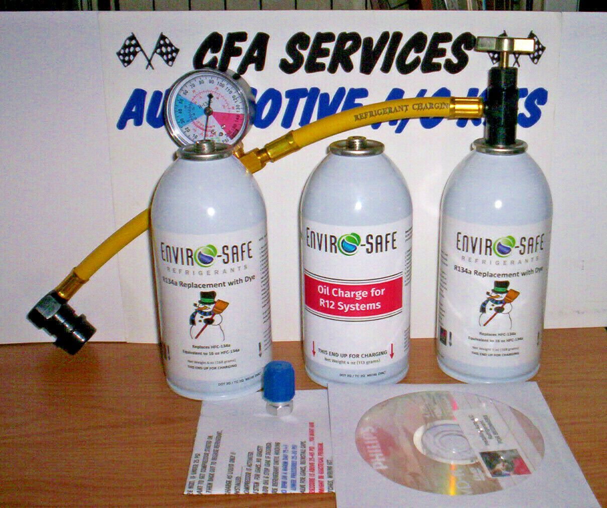 1995-OLDER CAR A/C Recharge KIT /+ OIL FOR R12 SYSTEMS COMPATIBLE =3lb CAPACITY