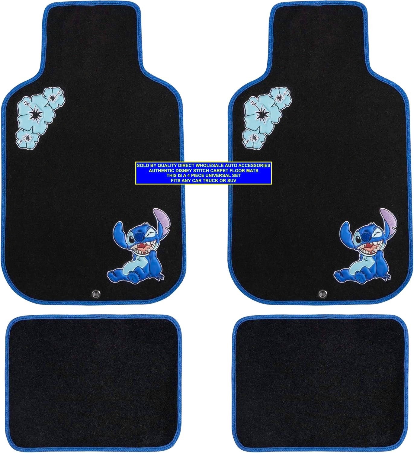 4 Stitch DISNEY Carpet Floor Mats 🚚💨🆓 Brand NEW Universal Fits ANY CAR SUV