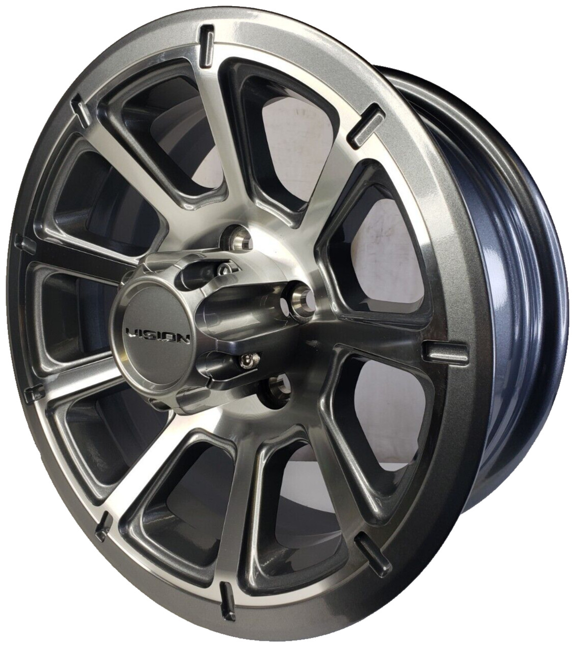 Vision Wheel 353 Turbine Trailer RIM 14X5.5 5×4.50 0mm Gum Metal Machined Face