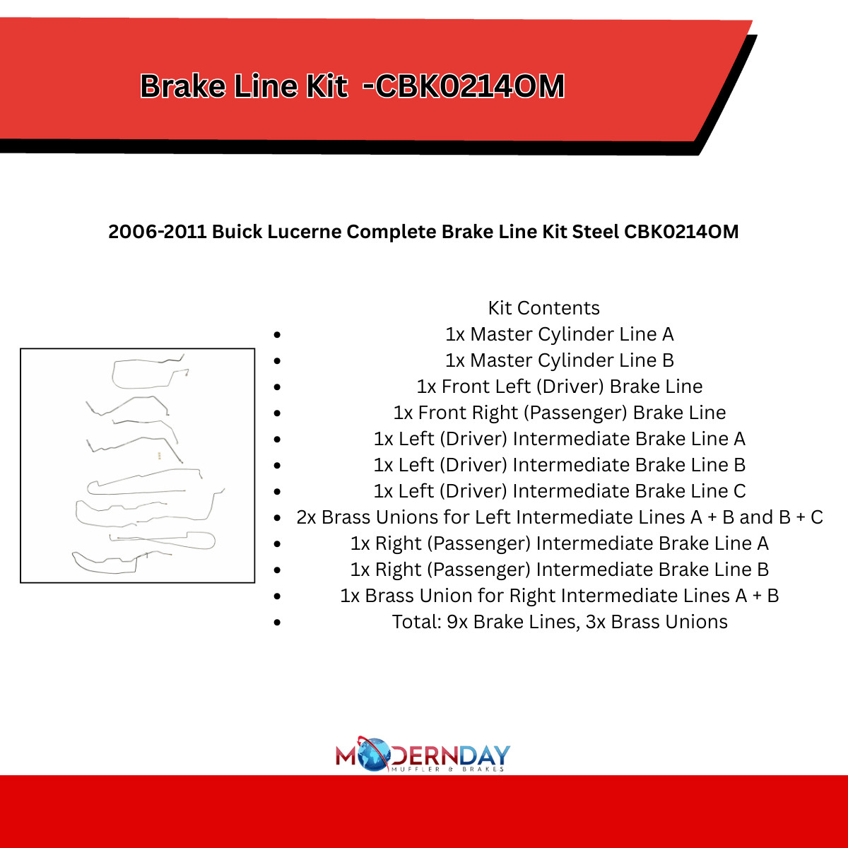 Complete Brake Line Kit Fits Buick Lucerne 2006-2011-CBK0214OM