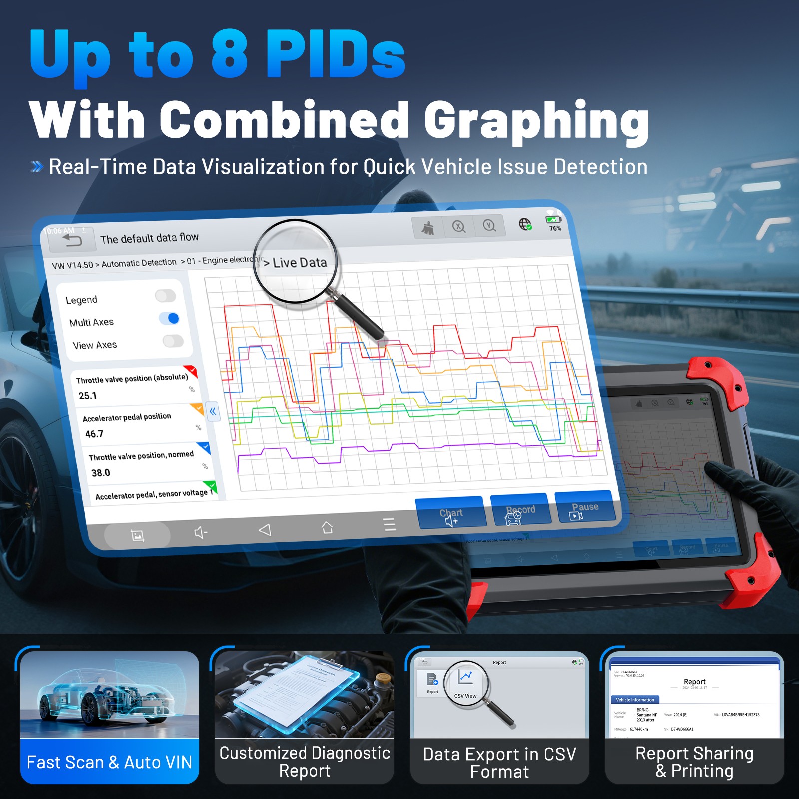 USED XTOOL D7 V2.0 Full System Diagnostic Bidirectional Scanner Key Programmer