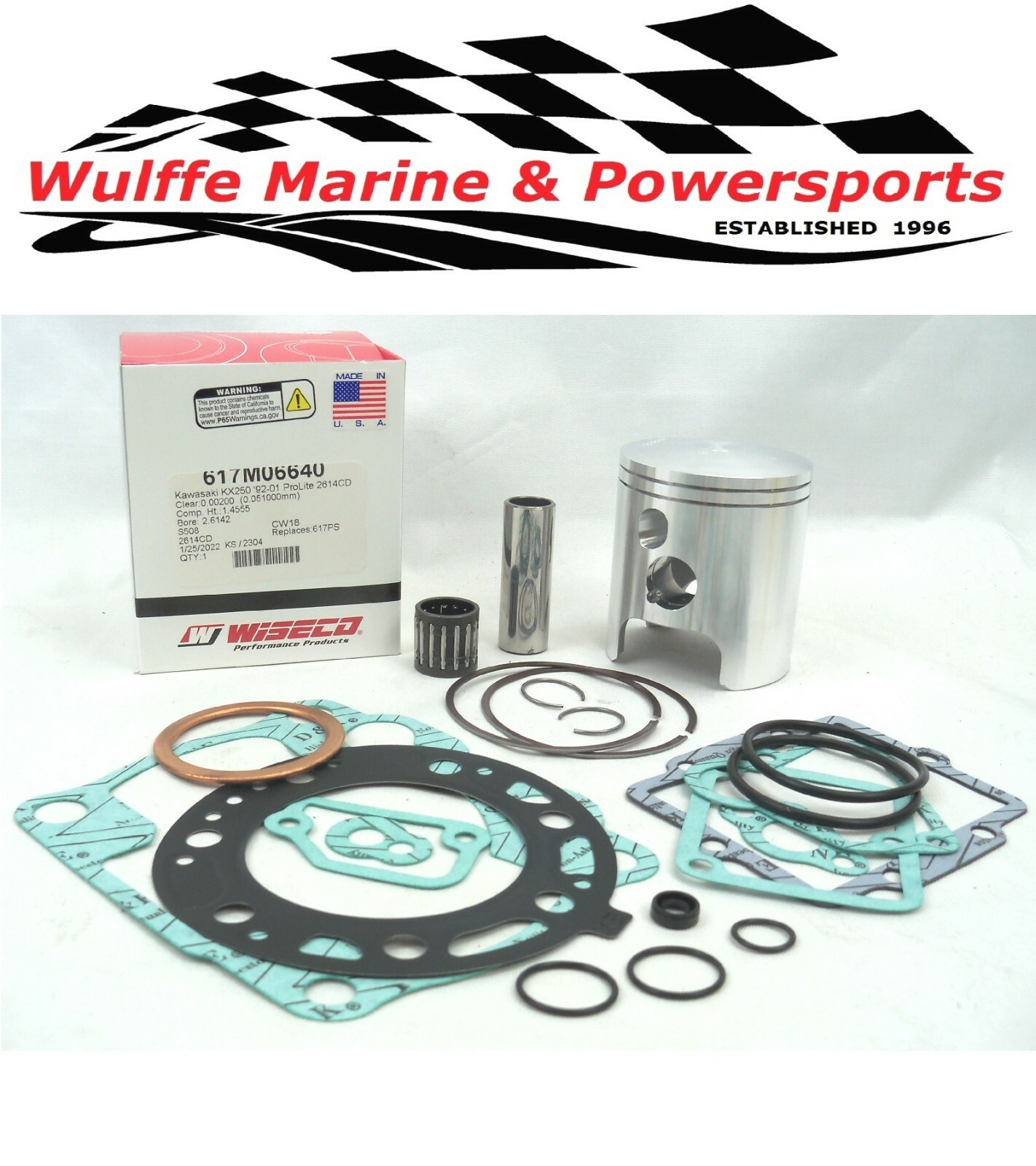 Top End Piston Rebuild Kit Kawsaki KX250 93-01 Wiseco 617M06640 66.40mm PK1288