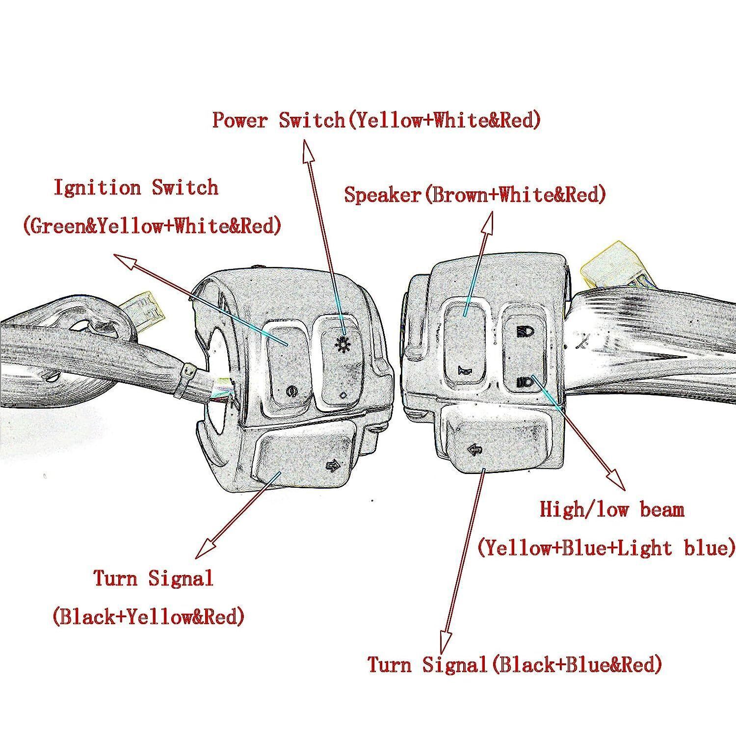 1″ Motorcycle Handlebar Control Switches With Wiring Harness Kit For Harley