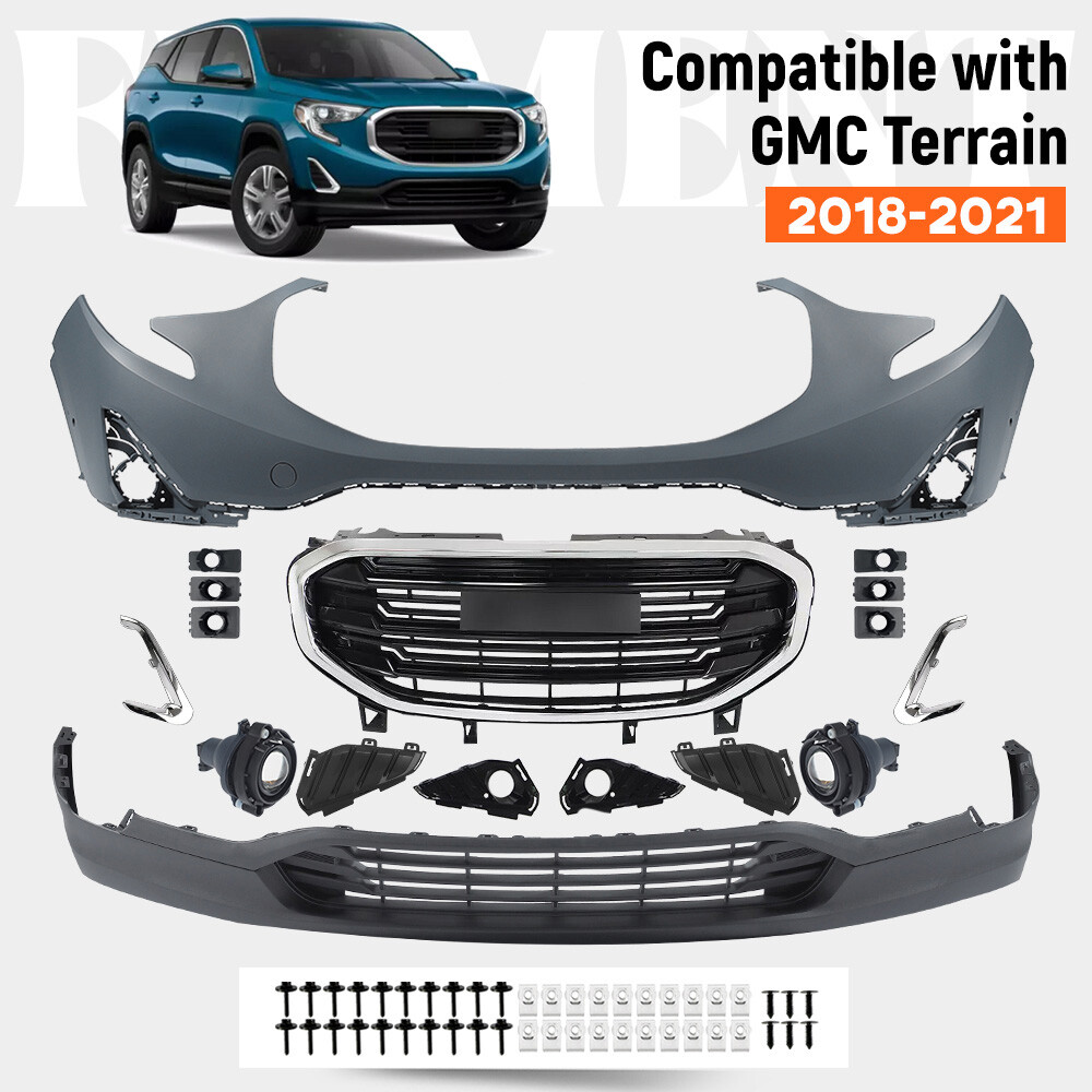 For 2018-2021 GMC Terrain Front Bumper Cover Grille Assembly Kit W/Fog Lights