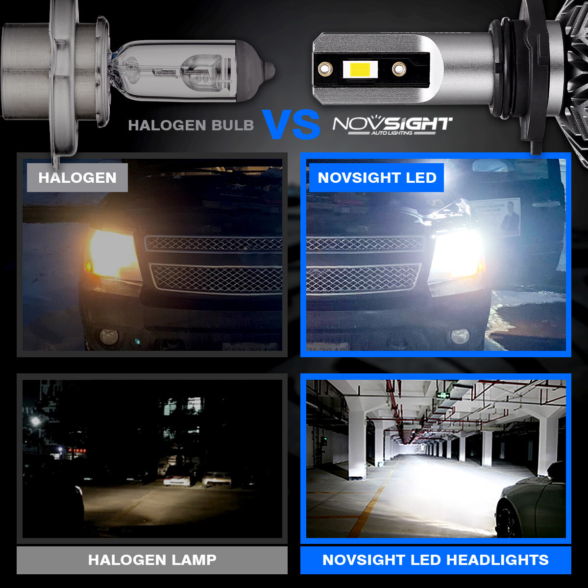 NOVSIGHT 9006 LED Headlight Bulbs Low Beam/Fog Light 12000LM 6500K Bright 2PCS