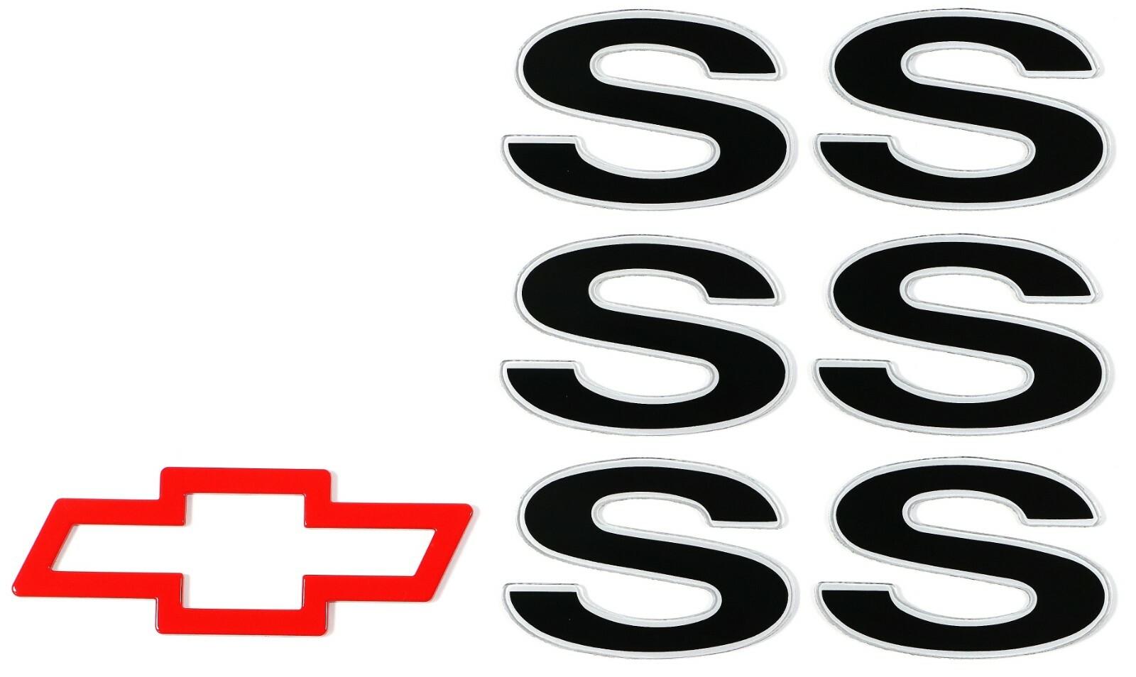 1996-2002 Camaro SLP SS Silver & Black Emblems Set of 3 w/ Chevy Red Bowtie NEW