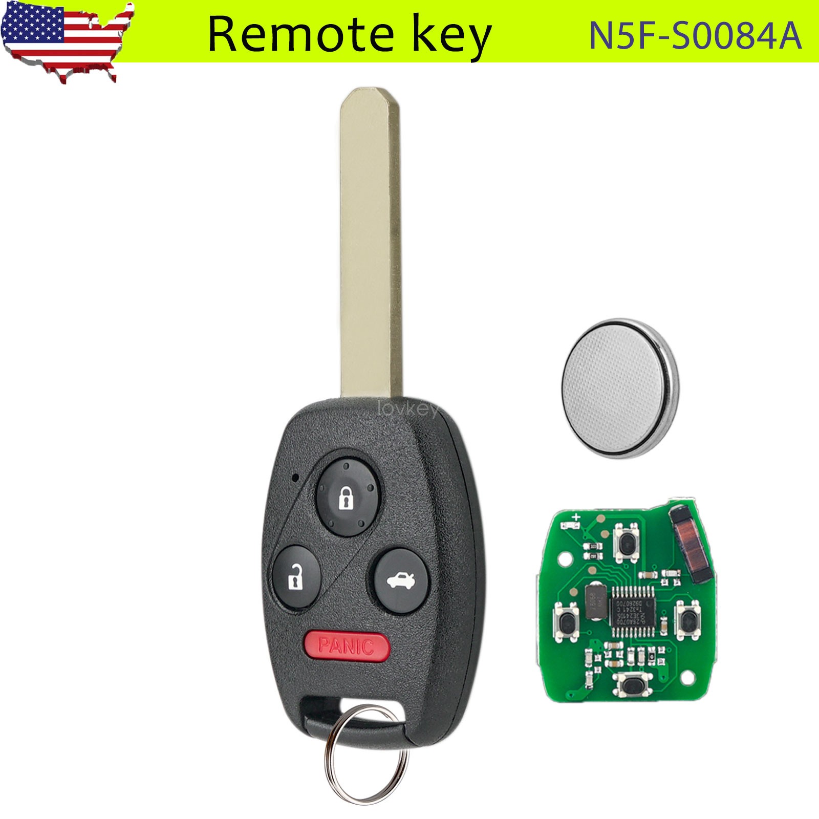 For 2006 2007 2008 2009 2010 2011 2012 2013 Honda Civic Remote Key Fob N5FS0084A