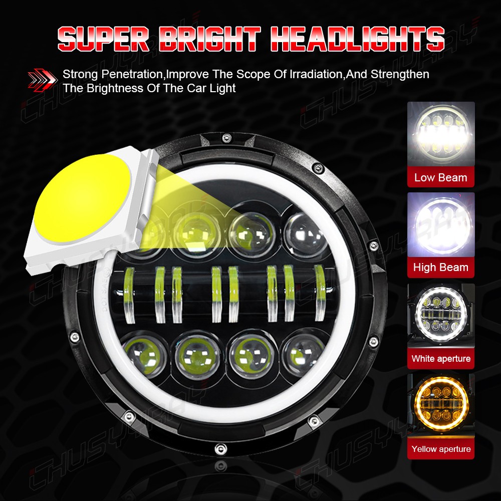 Pair 7″ inch Round LED Headlights Hi-Lo Sealed Beam Fit Dodge Dart 1964-1976 A++