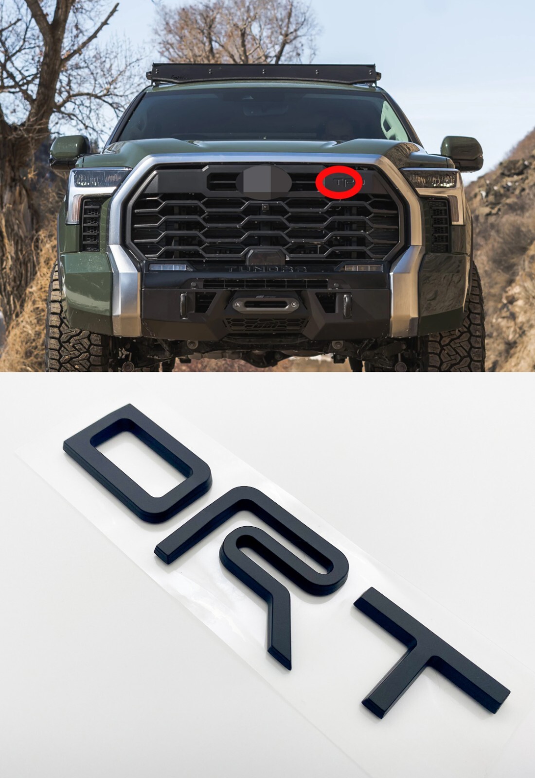 0.2in Raised GRILL INSERT EMBLEM 2022-2024 TUNDRA SR5 4X4 TRD ( Matte Black )
