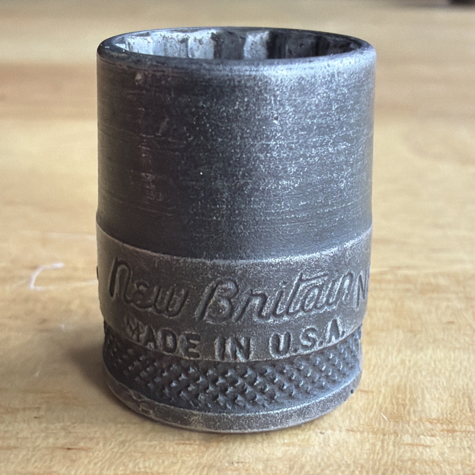 New Britain Tools 1/2″ Shallow Socket 3/8″ Drive 12 Point Knurled NB1216 Vtg USA