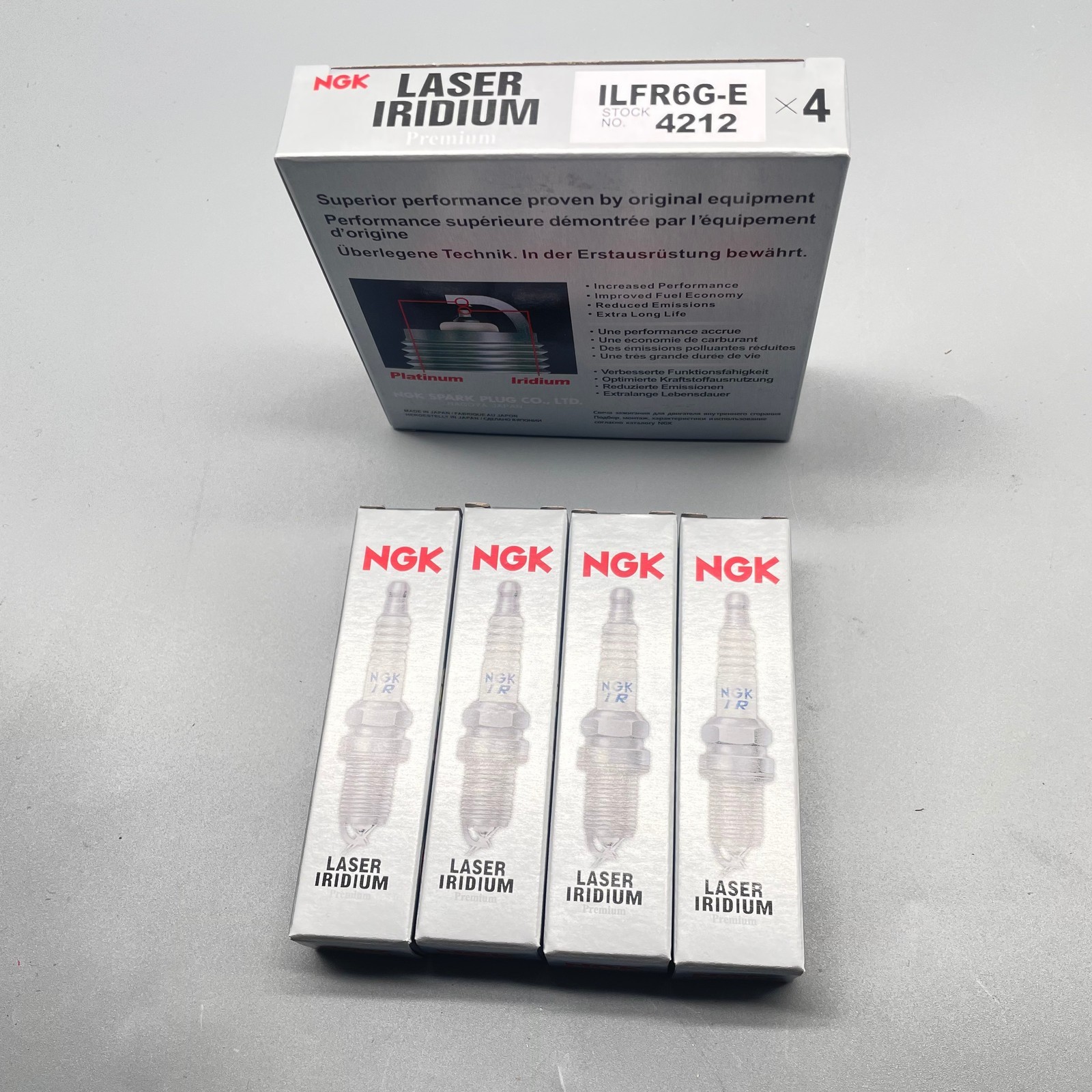 NGK Laser Iridium Spark Plug Nickel Core Tip Standard 0.032in ILFR6G-E Set of 4