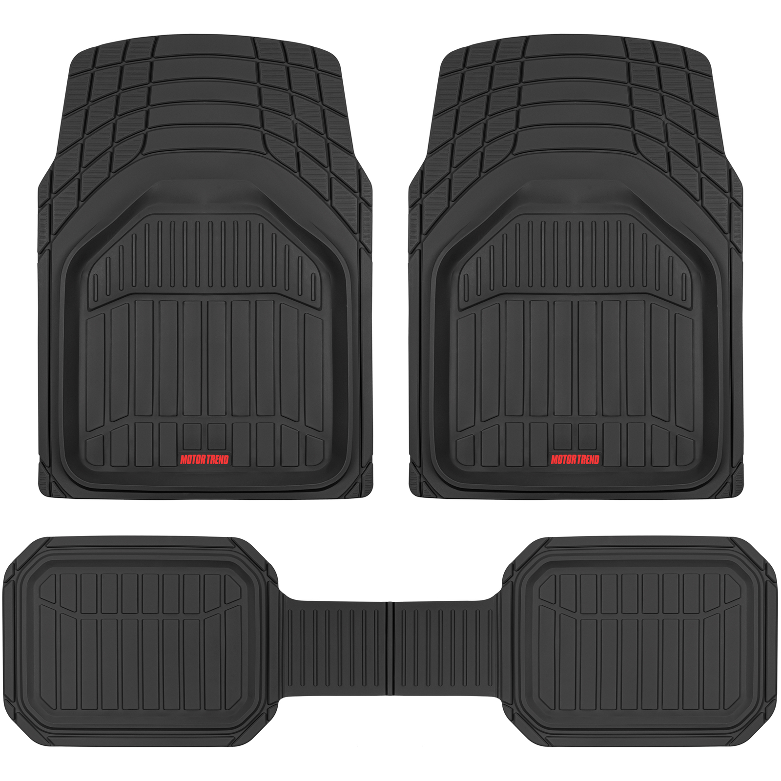 Motor Trend Defender Rubber Floor Mats for Car Van SUVs Truck +Rear Liner Black
