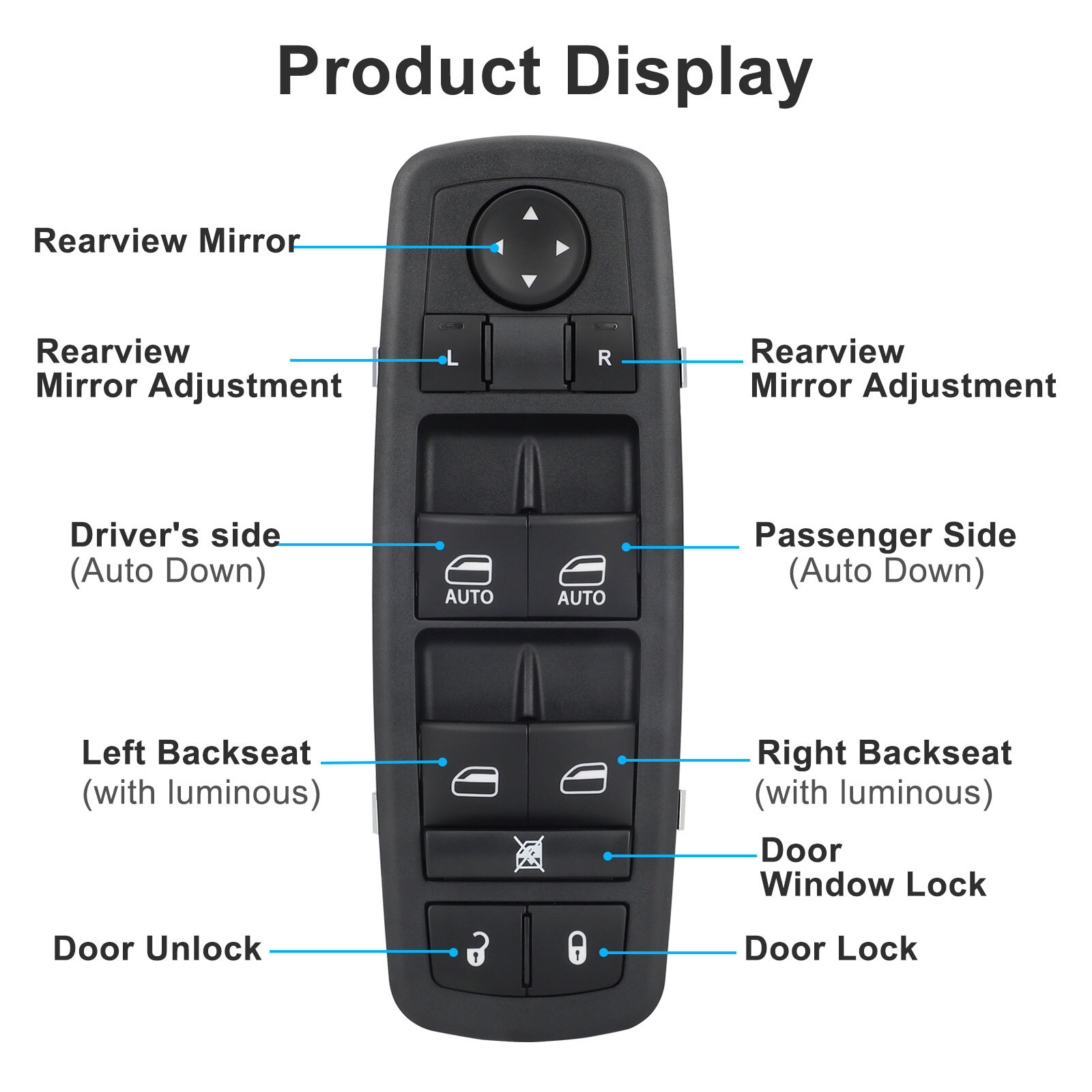Master Power Window Control Switch 4602863AB for 09-12 Dodge Ram 1500 2500 3500