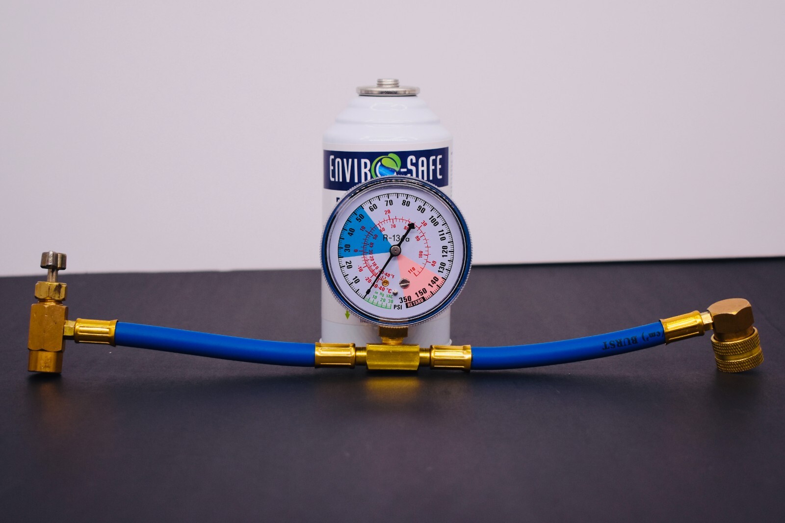 Enviro-Safe Auto R134a Replacement Refrigerant with dye, 1 CAN!, Brass Gauge.