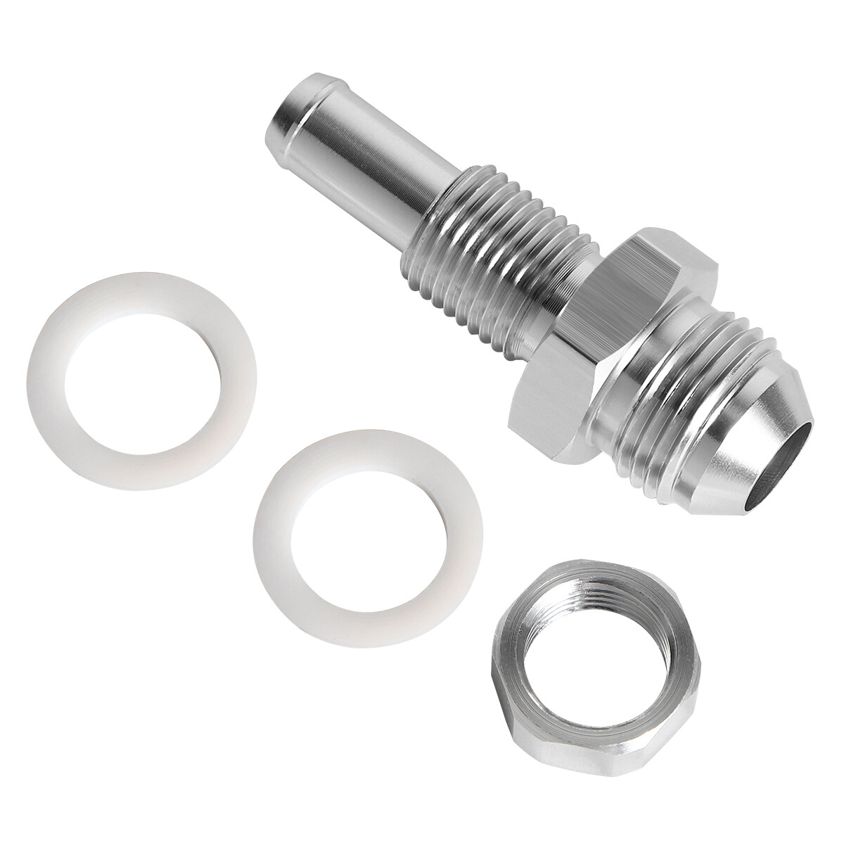 8AN AN8 Male Flare Bulkhead To 3/8 inch Hose Barb Fuel Tank Fitting Adaptor Kit
