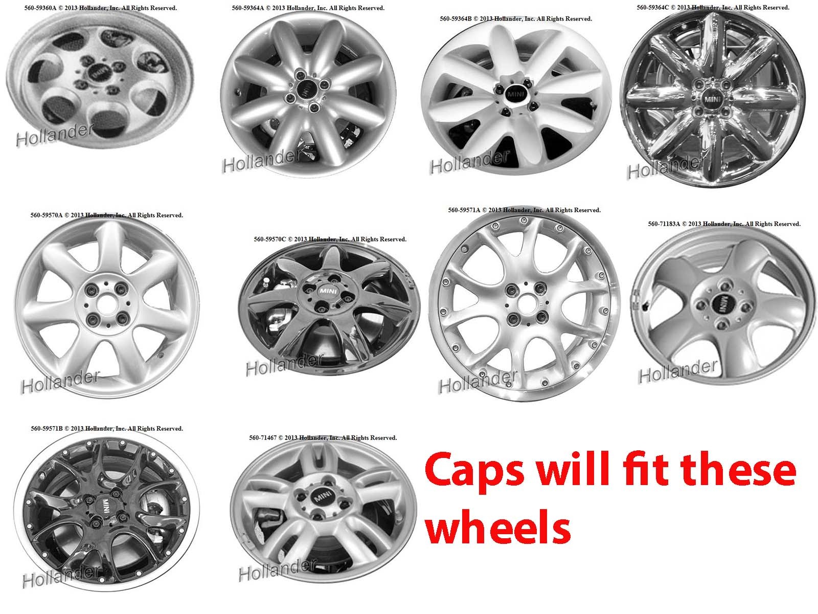 set of 4 08 09 10 11 12 13 14 BMW Mini Cooper Clubman OEM Center Cap 36131171069