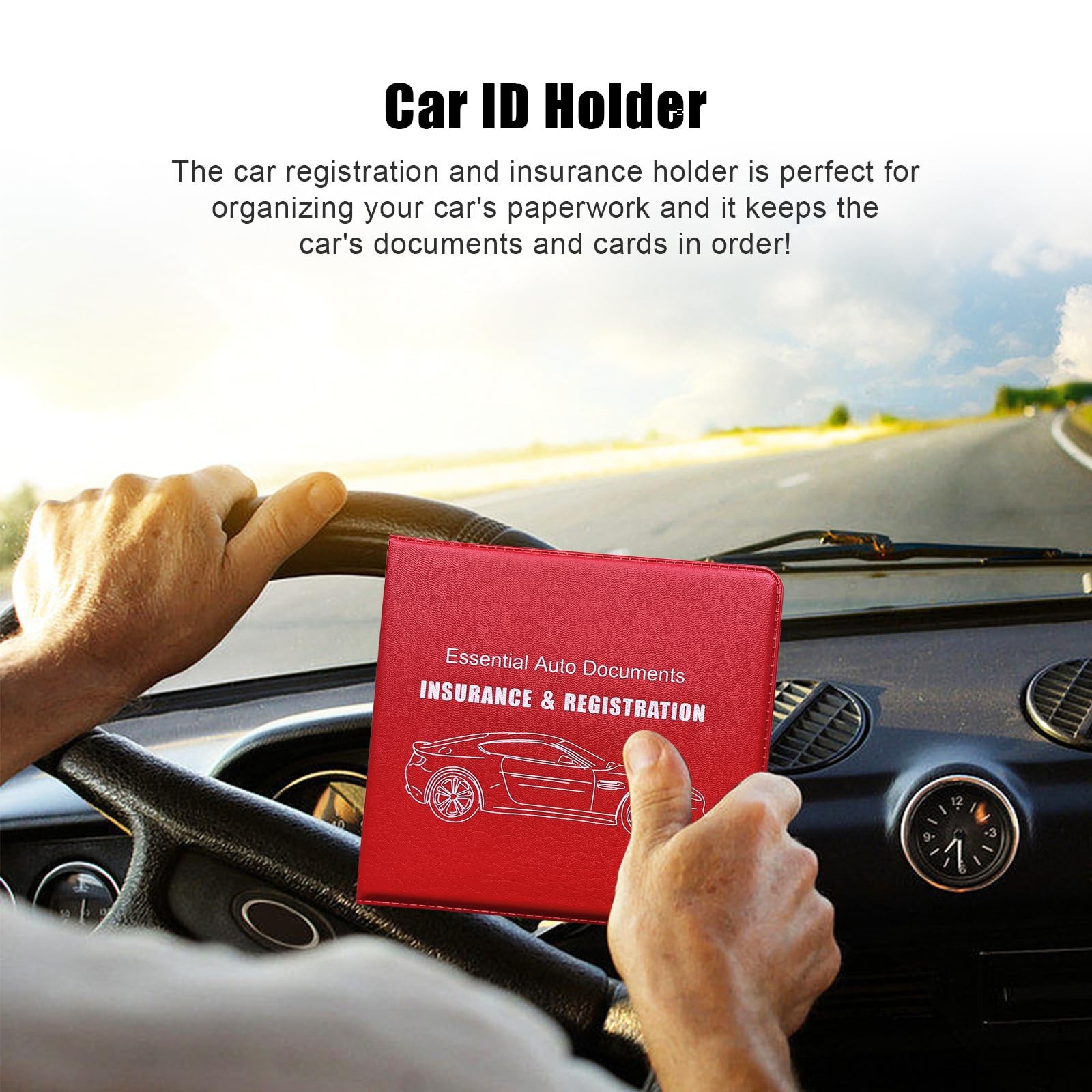 Suvnie 2PCS Car Registration Insurance Holder, 2 PCS, Red, Logo