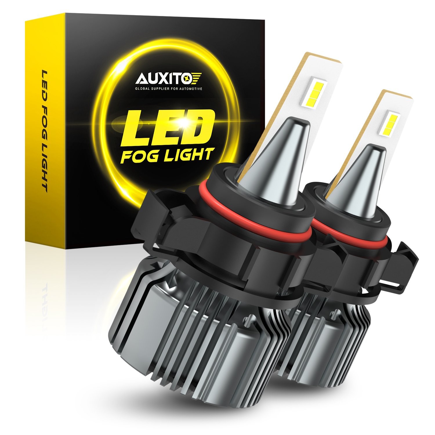 AUXITO Fanless 5202 H16 LED Fog Light Bulbs 6000K Super Bright 4000LM PS24WFF 2x