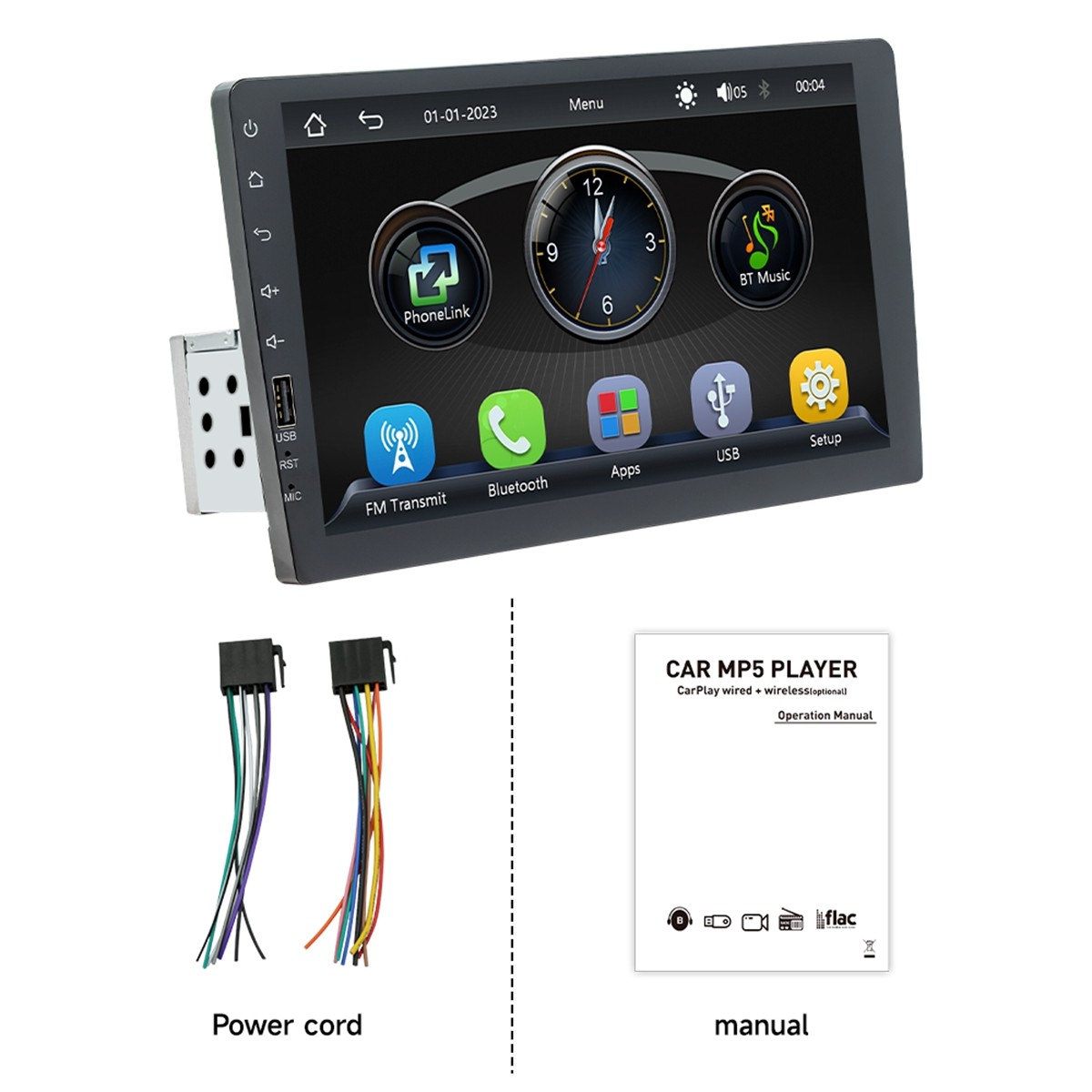 MP5 Player Single DIN Touch Screen 9in HD Car FM Radio Stereo In Dash Bluetooth