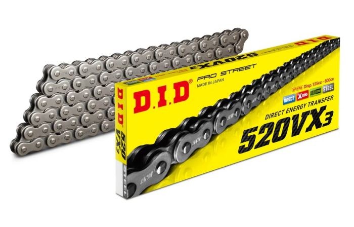 D.I.D 525VX3 X-Ring Drive Chain 114 Links Natural Street