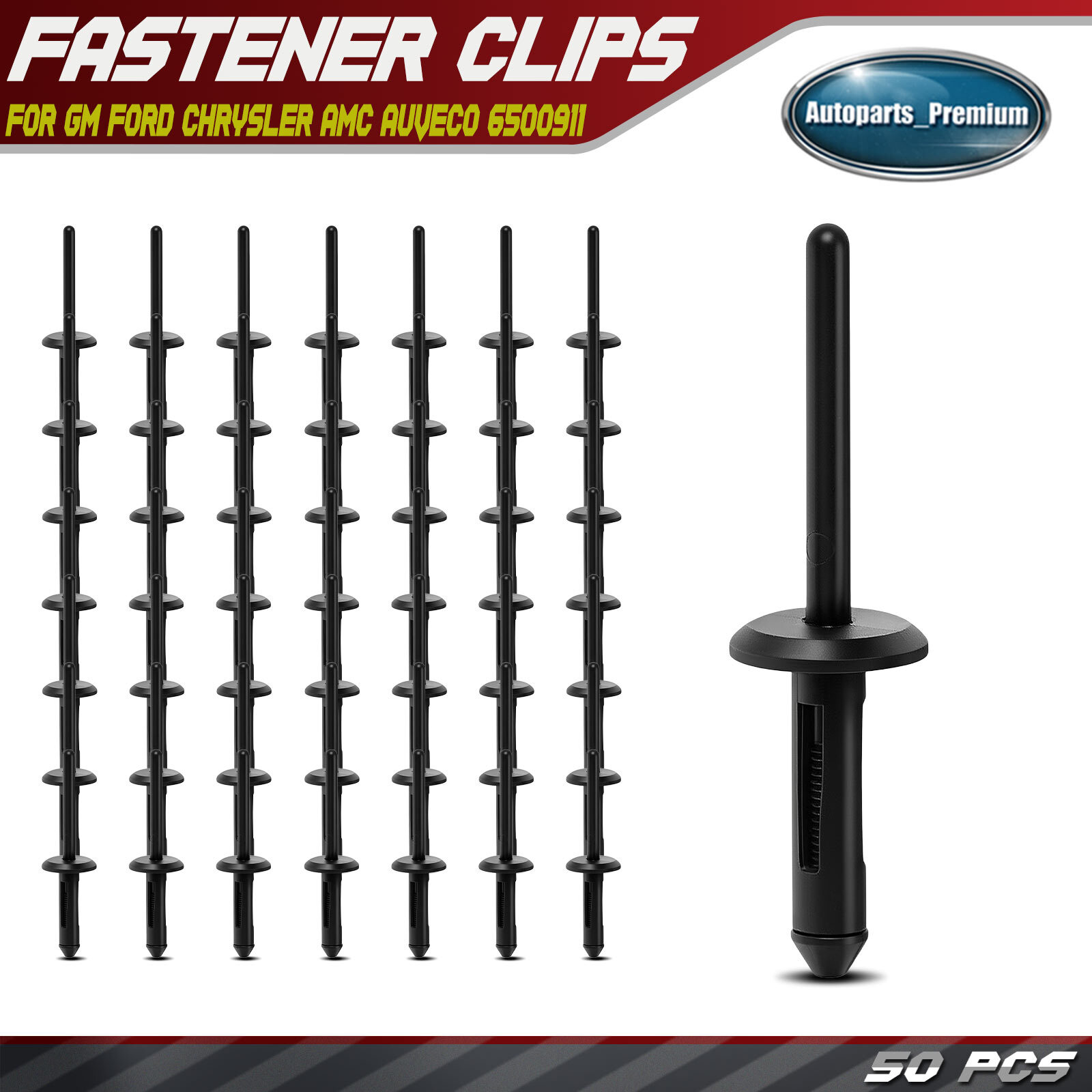 50Pcs 6.35mm Nylon Blind Rivets Fasteners Clip for GM Ford Chrysler AMC Auveco