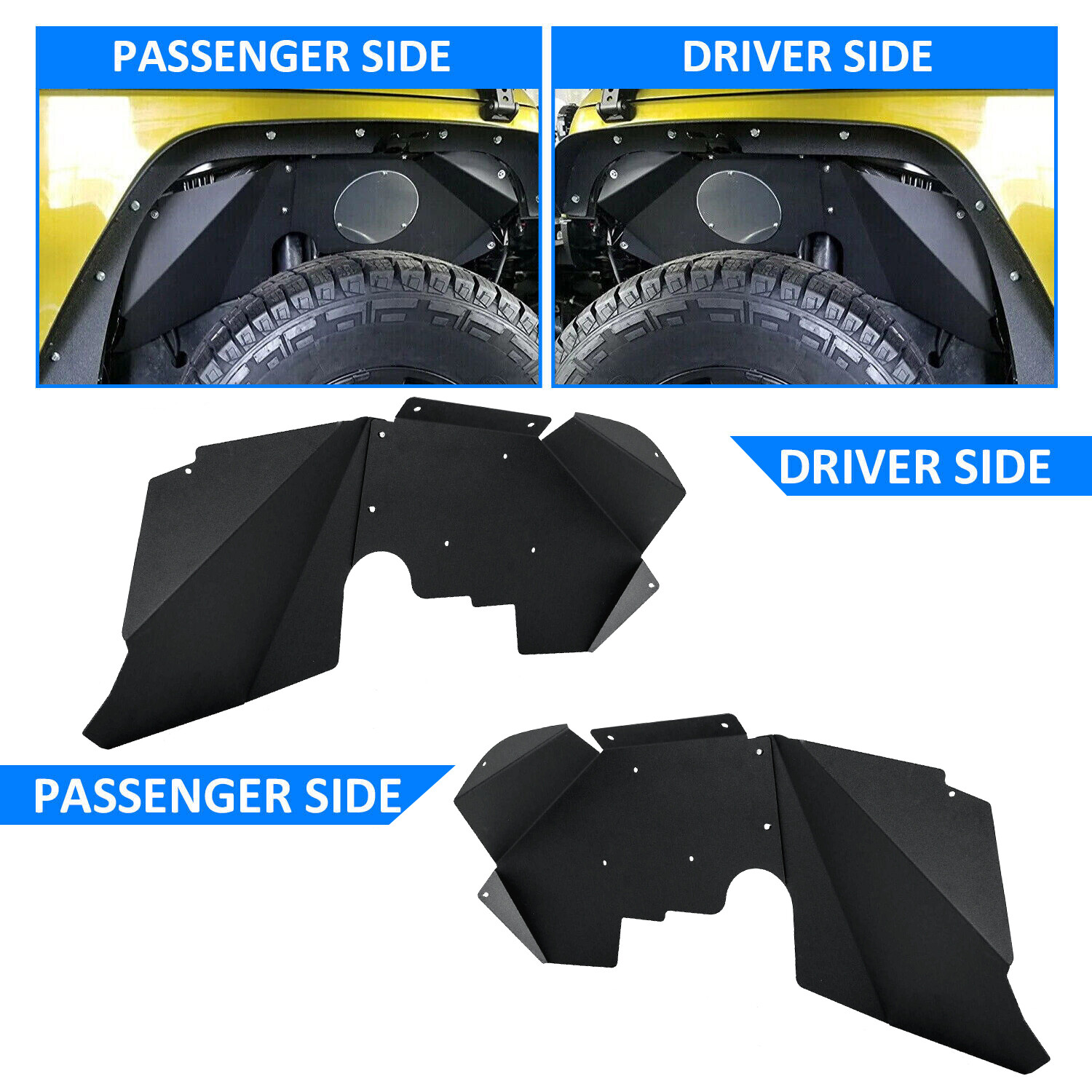 Front Inner Fender Liners Wheel Well Cover For Jeep Wrangler JK 2007-2019