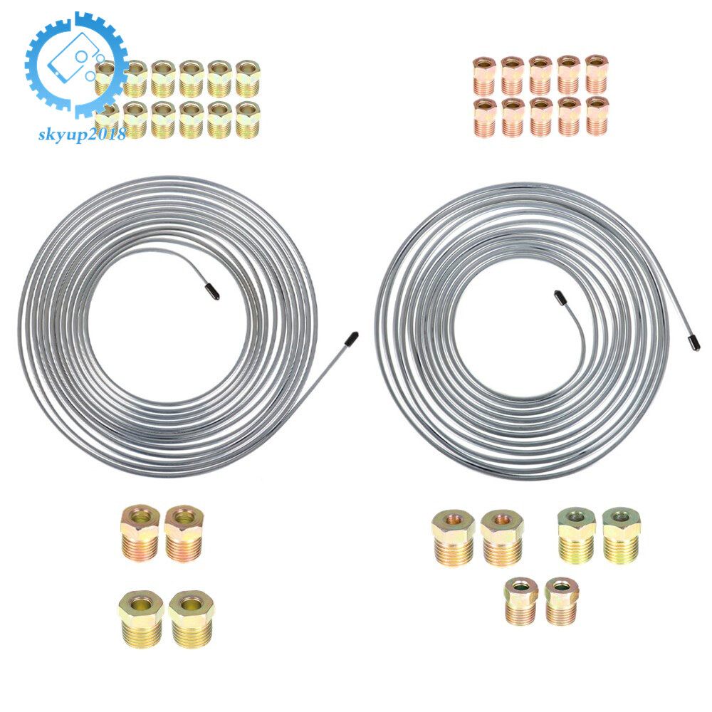 25 Ft. of 3/16 and 1/4 16＆16 Fittings Zinc-Coated Brake Line Tubing Kit