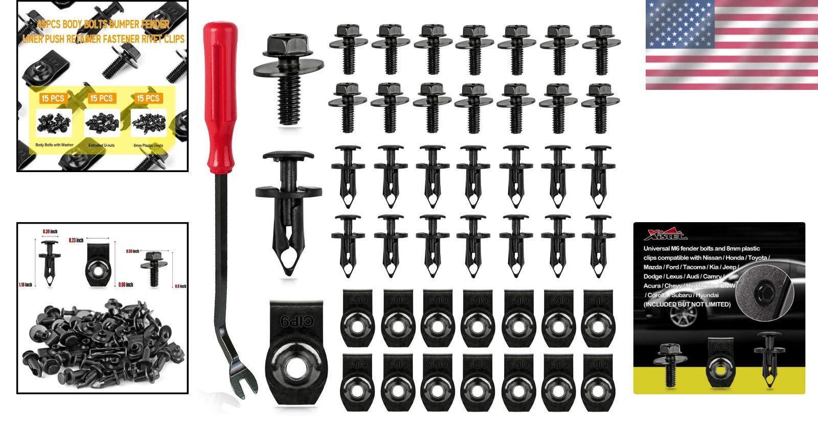 Universal 45PCS Engine Under Cover Splash Shield Fasteners – Durable Metal Clips