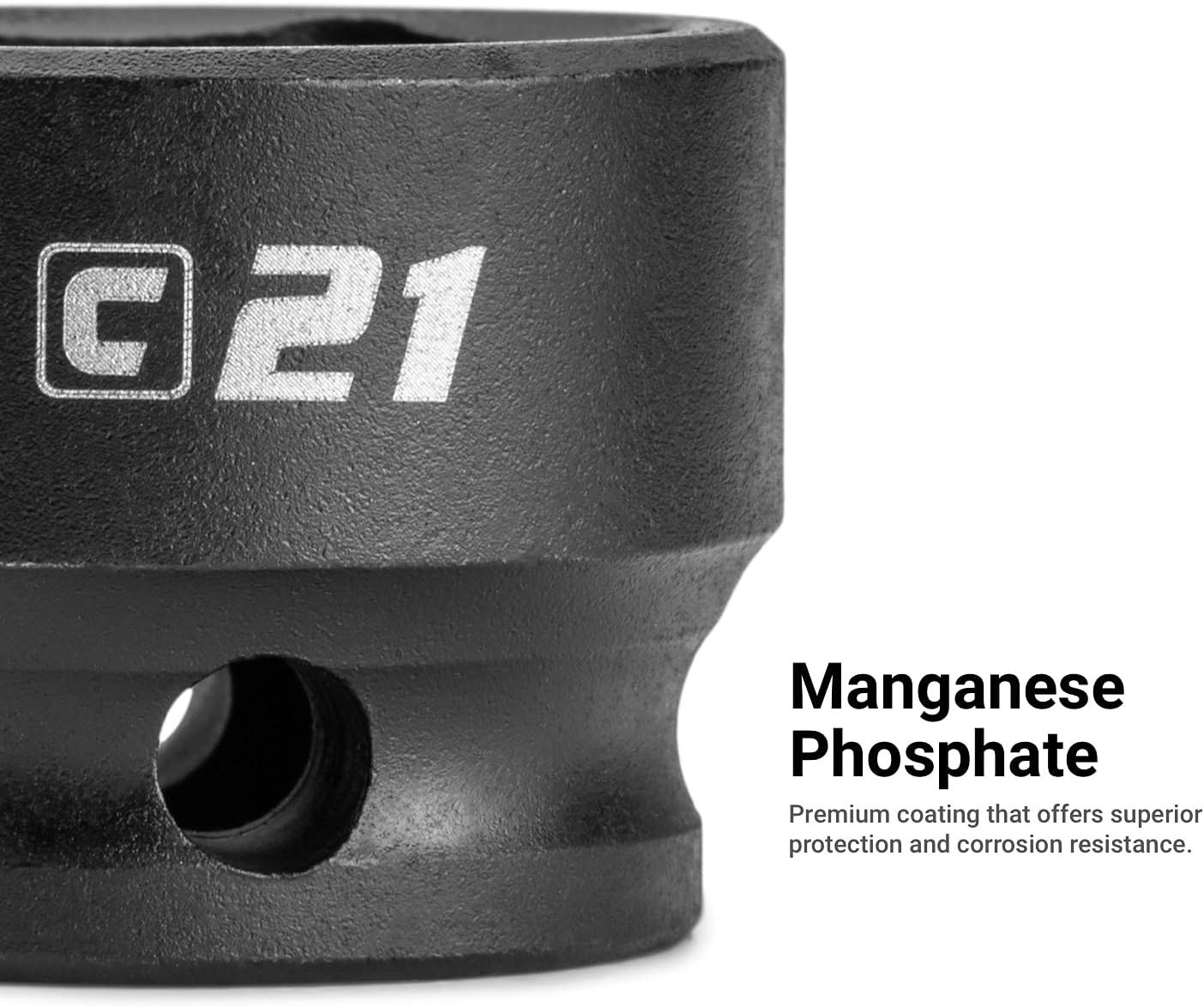 Durable 1/2 in. Drive Stubby Impact Socket – 18 mm, Corrosion-Resistant Coating