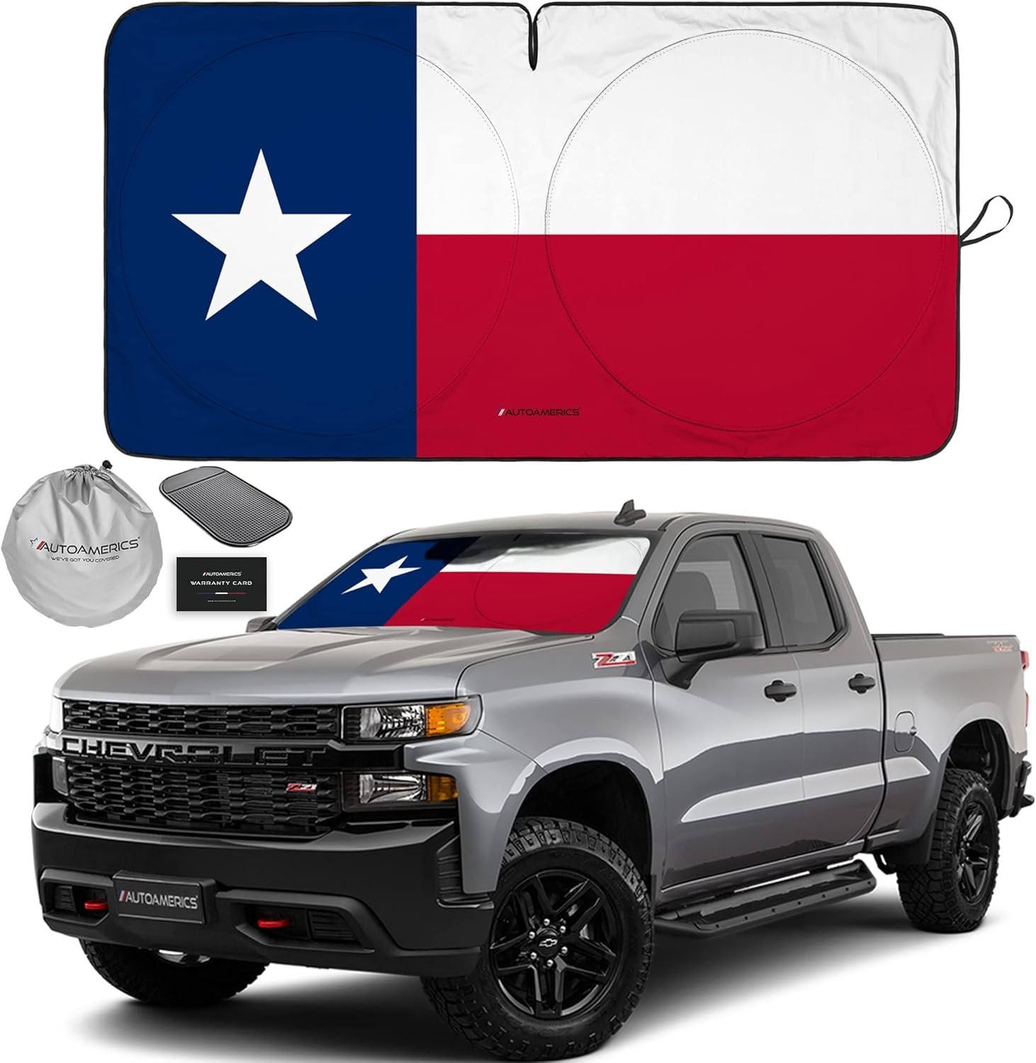 1-Piece Windshield Sun Shade American LARGE = 64 x 33.5 inches USA TEXAS FLAG