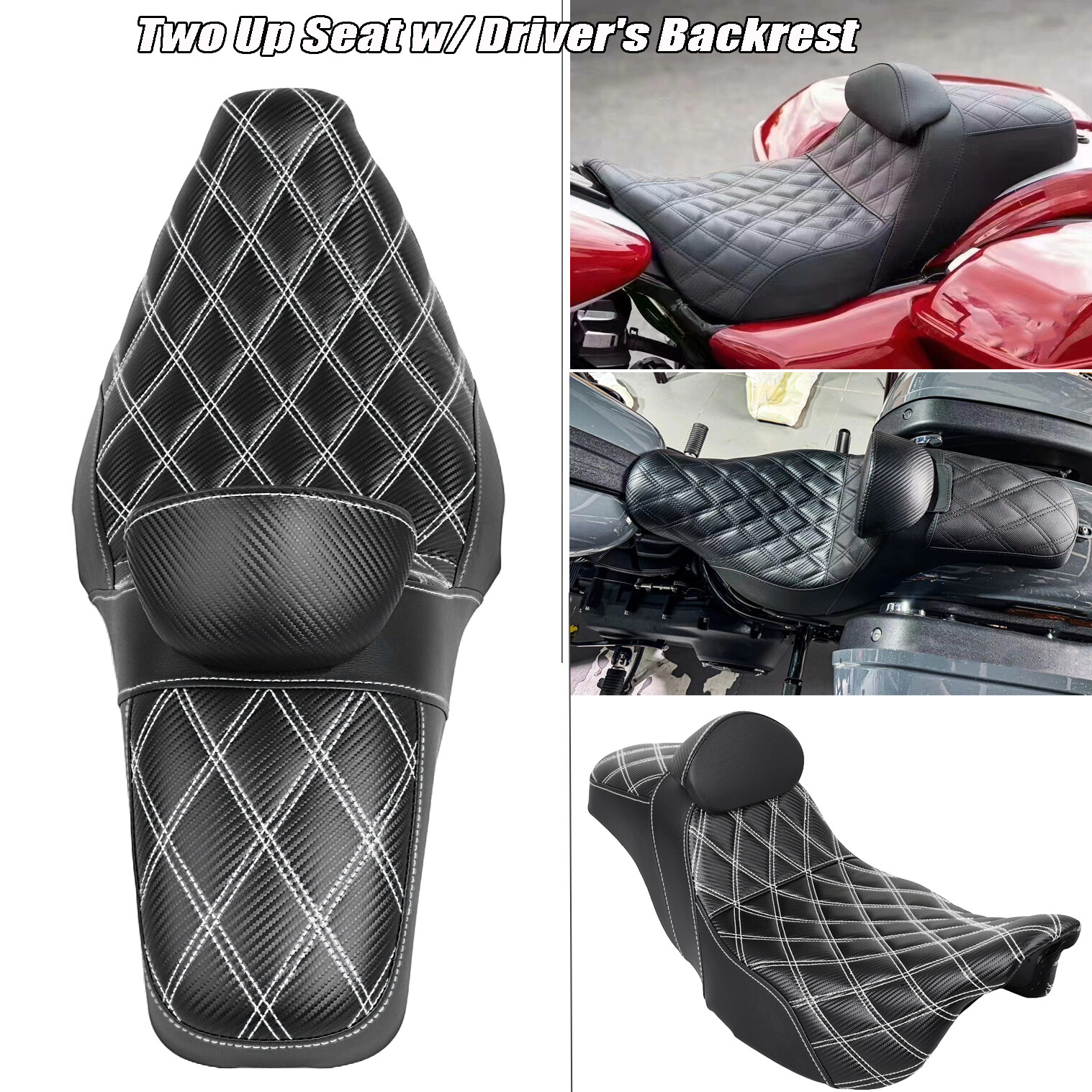 Extended Reach Rider Passenger Step Up Seat + Driver Backrest For Harley Touring