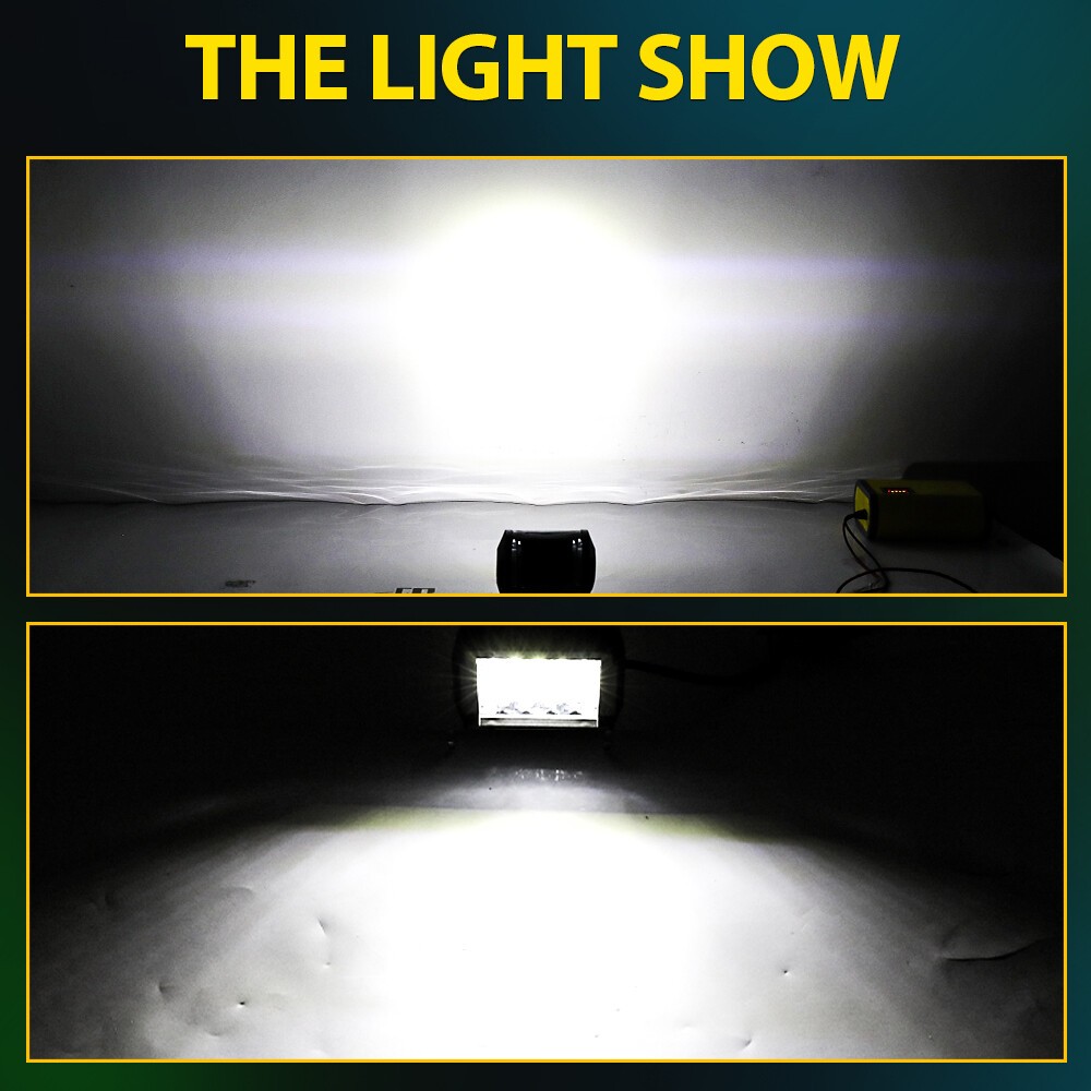 2PCS 4″Inch 12V LED Work Light Bar Spot Flood Pods Driving Off-Road Tractor 4WD