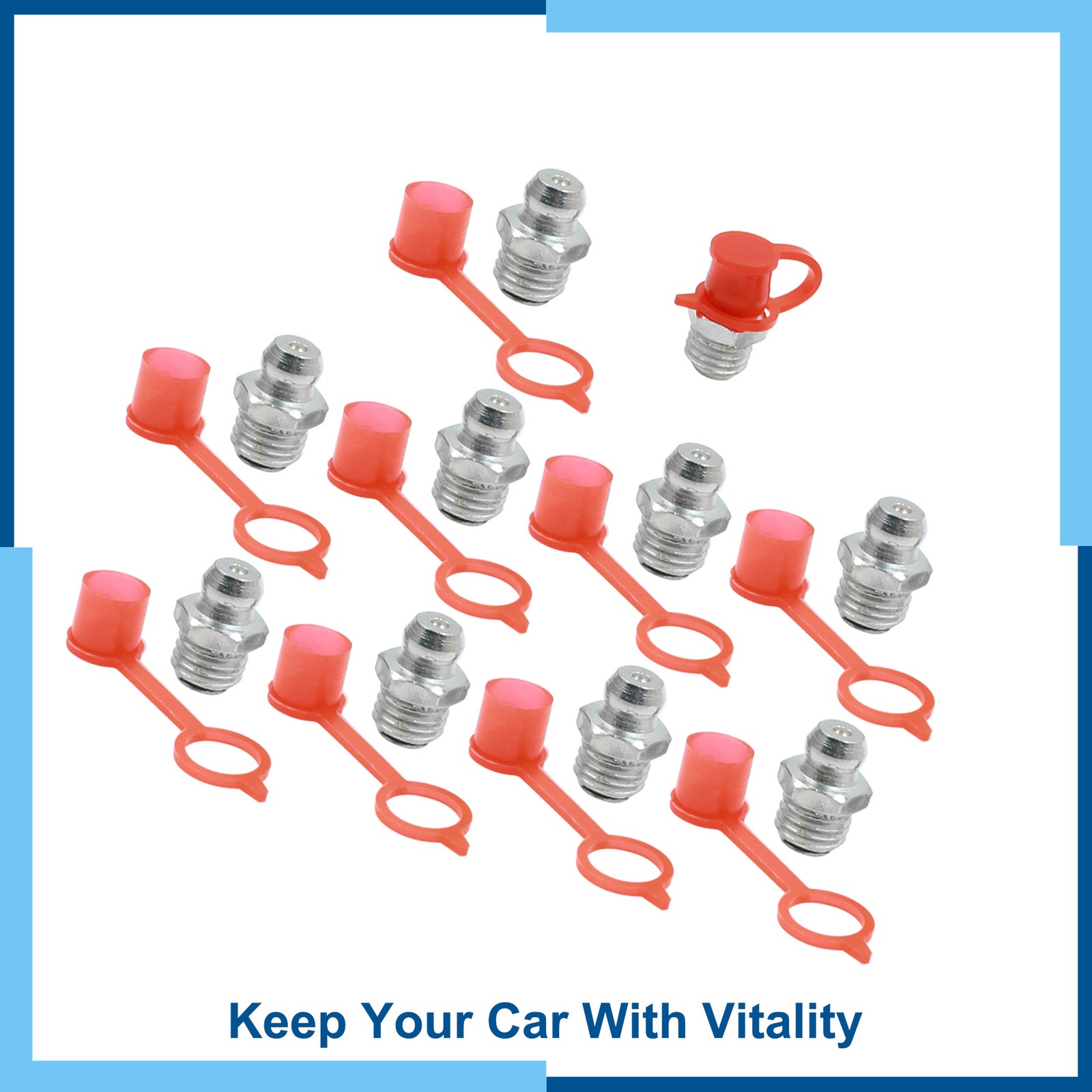 Pack(10) M8 Straight Grease Nipple Fittings Iron Zinc Plating w/Dust Cap Cover