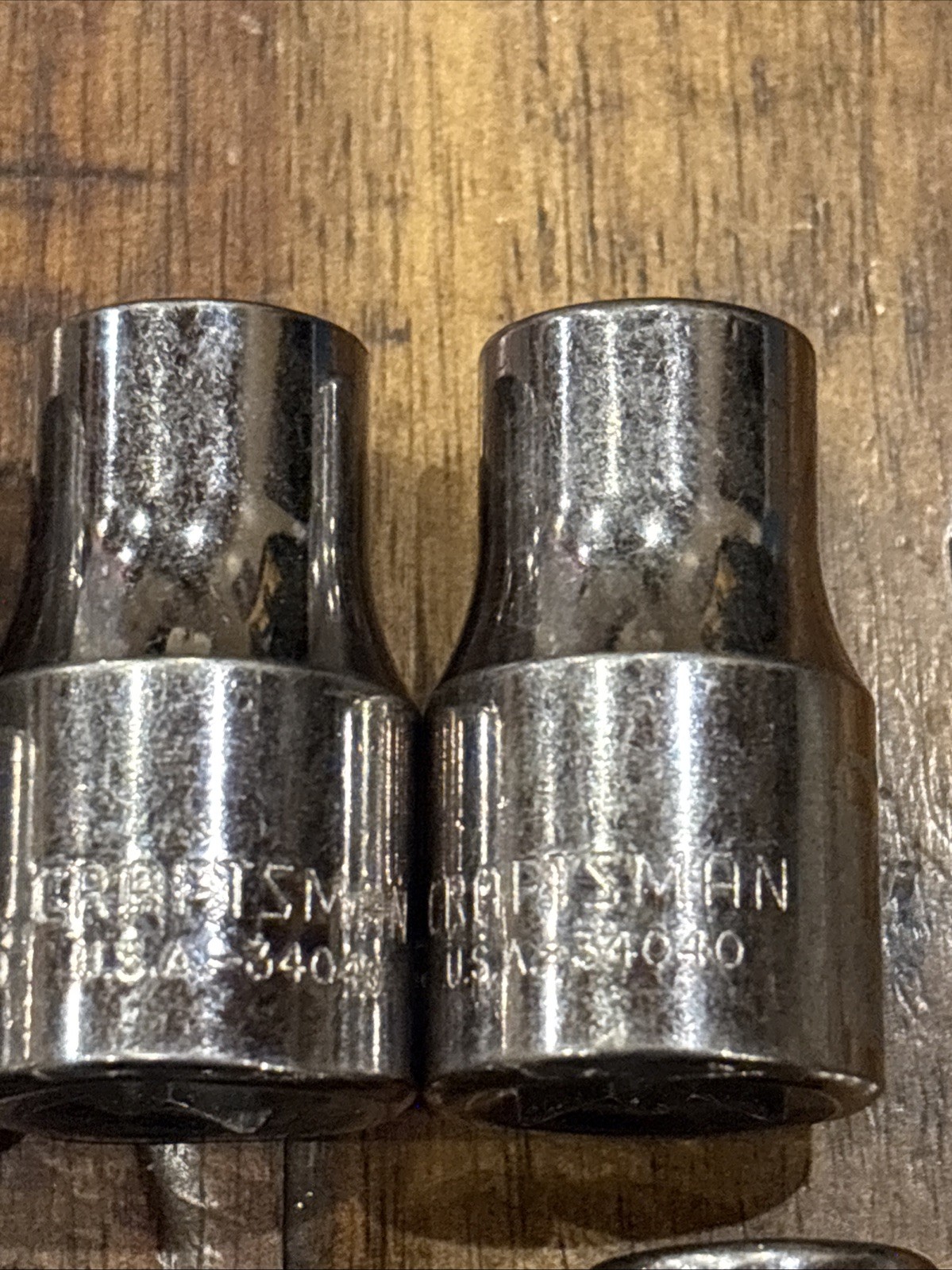 Craftsman 7/16” Laser Shallow Sockets 8pc 1/2” Drive 6 & 12 Point USA SAE EUC