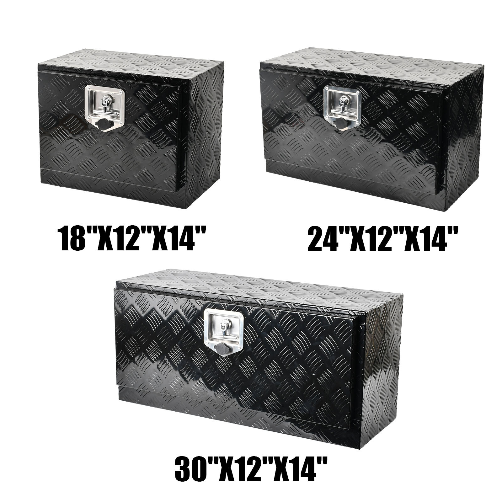 18″/24″/30″L X12″W X14″H Underbody Aluminum Tool Box Truck Trailer Bed Toolbox
