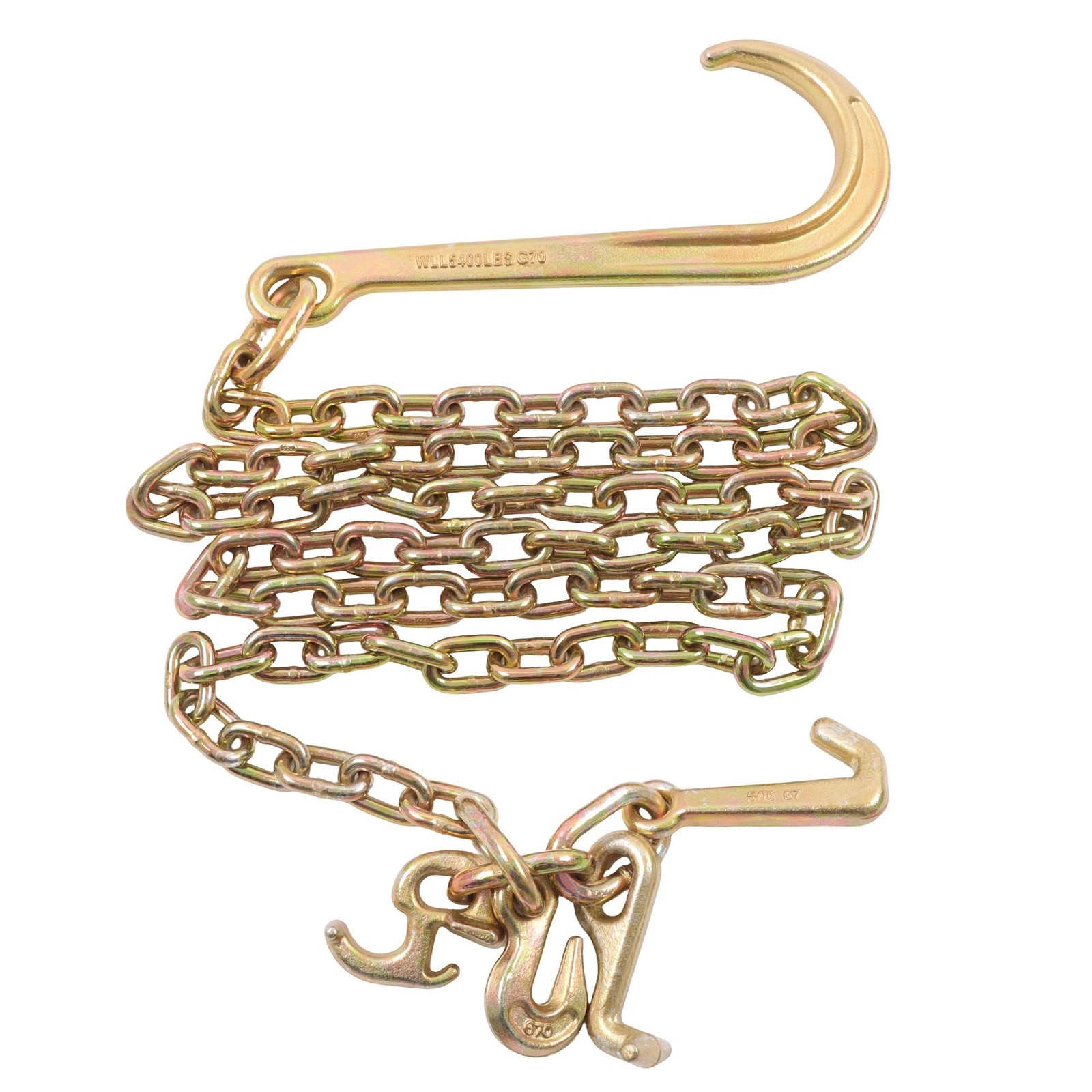 4 Pieces 4700Lbs J Hook Chain Tow Chain 5/16″×8′ G80 With 15″ JRT Hook Grab Hook