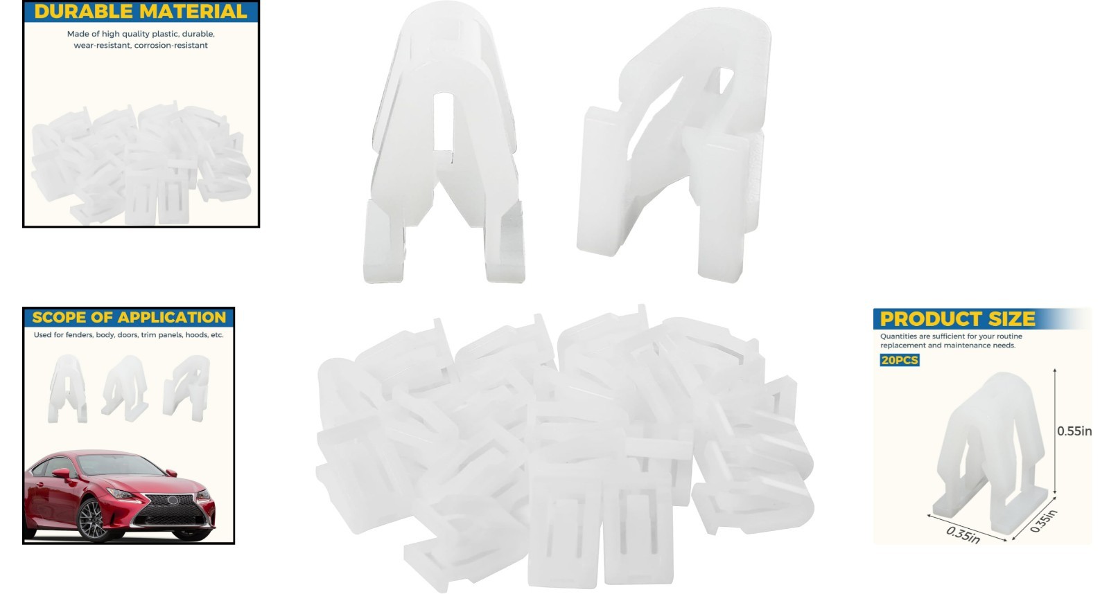 Universal 20PCS Nylon Retainer Clips for Car Dash and Console Replacement