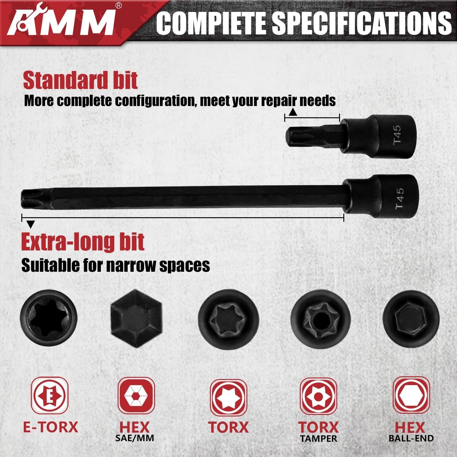 107PCS Allen and Torx bit socket set, 1/4″, 3/8″ and 1/2″ Drive,Extra long torx/