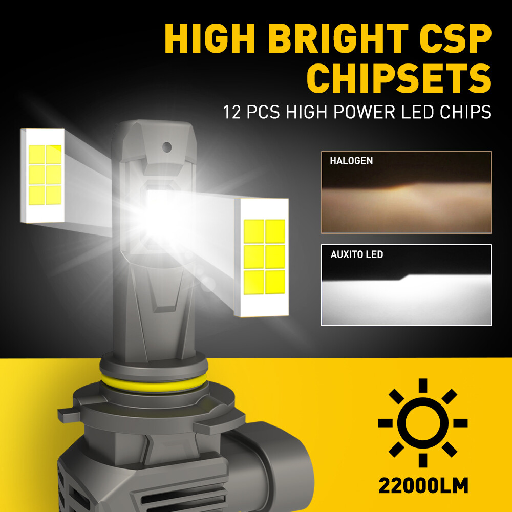 Auxito LED Headlight Bulbs 22000Lumens Kit 9005 HB3 High Beam Super Bright White