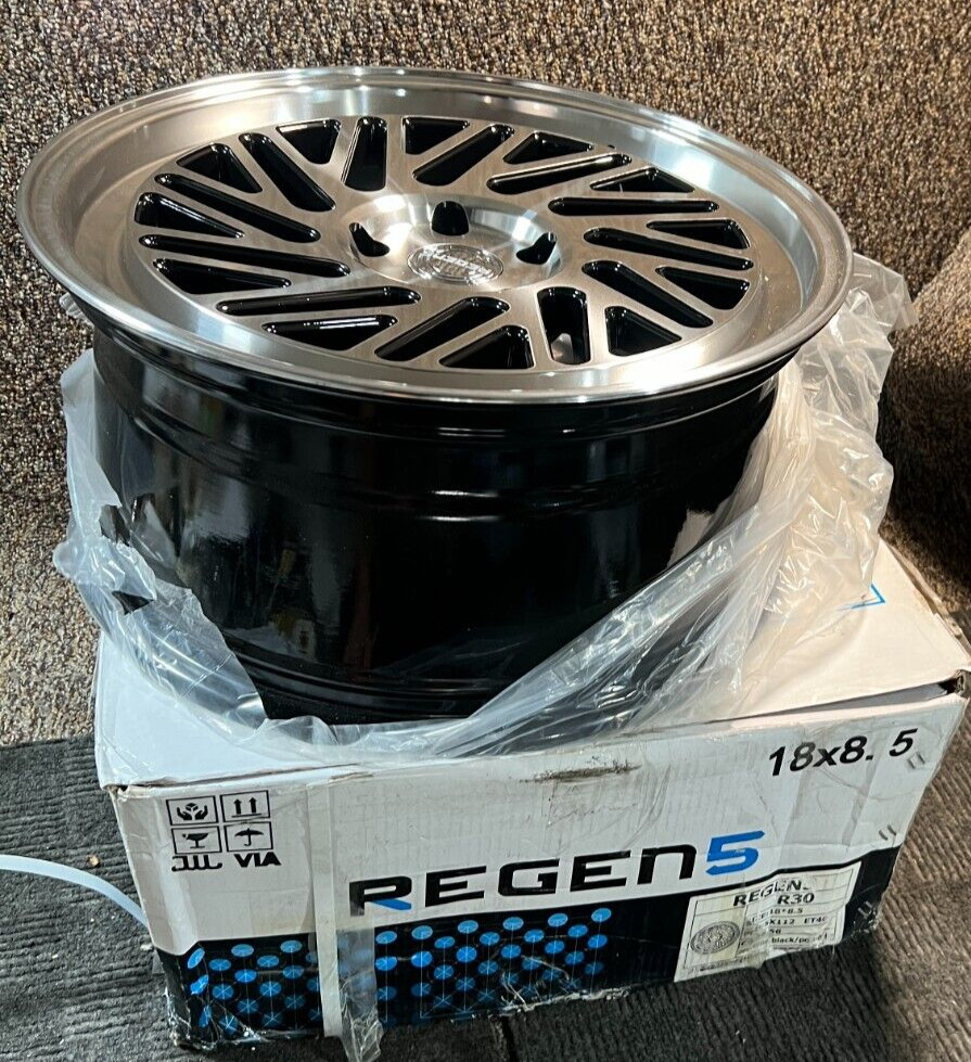 (QTY 1) Regen5 R30 Machined Black Multi-Spoke Wheel Rim 18×8.5 5×112 40mm
