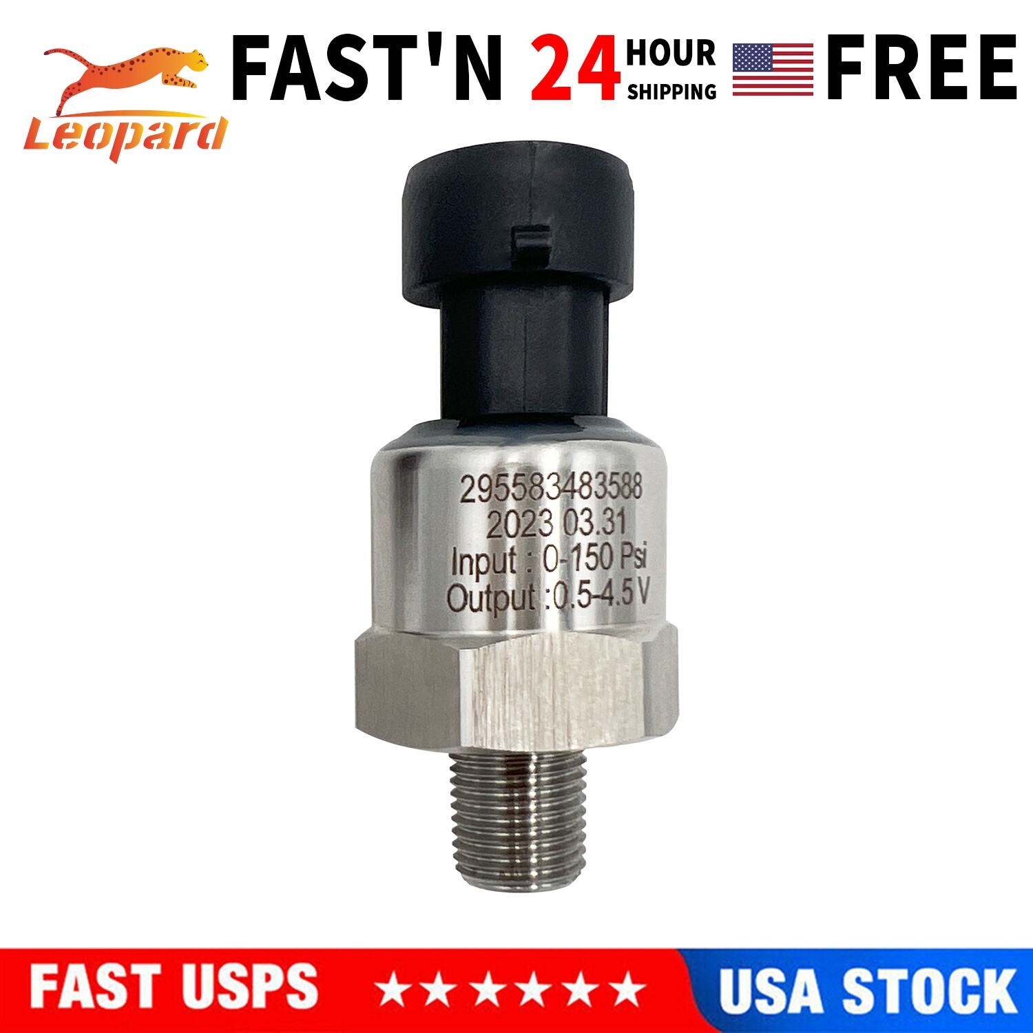 1/8NPT Stainless Pressure Transducer Sender Sensor For Oil Air Fuel Gas 150Psi