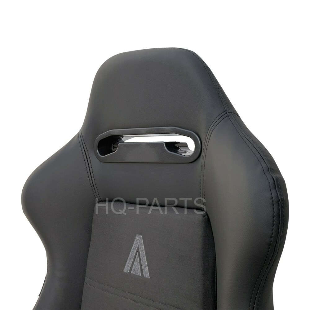 2X TANAKA BLACK PVC LEATHER & BLACK SUEDE RACING SEATS RECLINABLE FITS TOYOTA